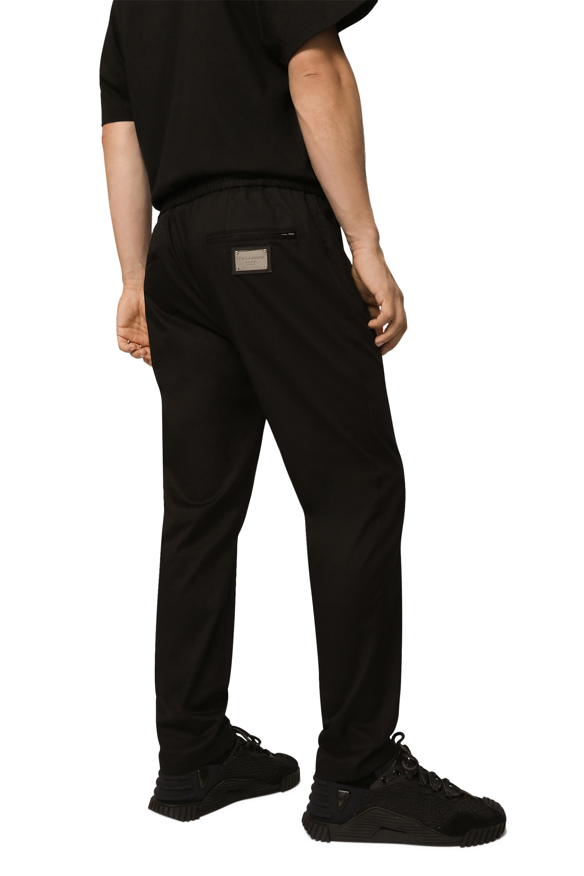 Logo Tag Stretch Cotton Jogging Pants
