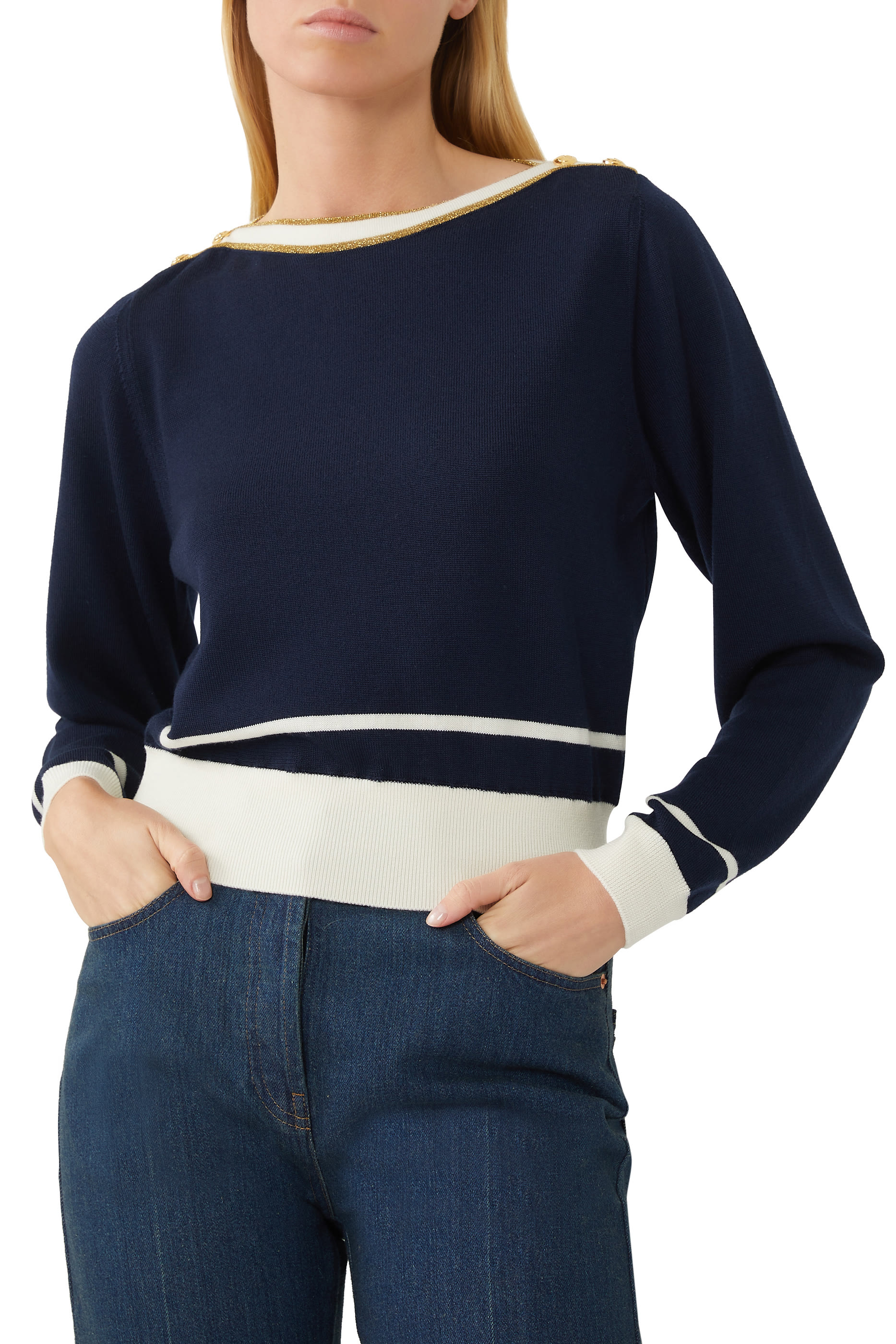 Boat Neck Knit Top