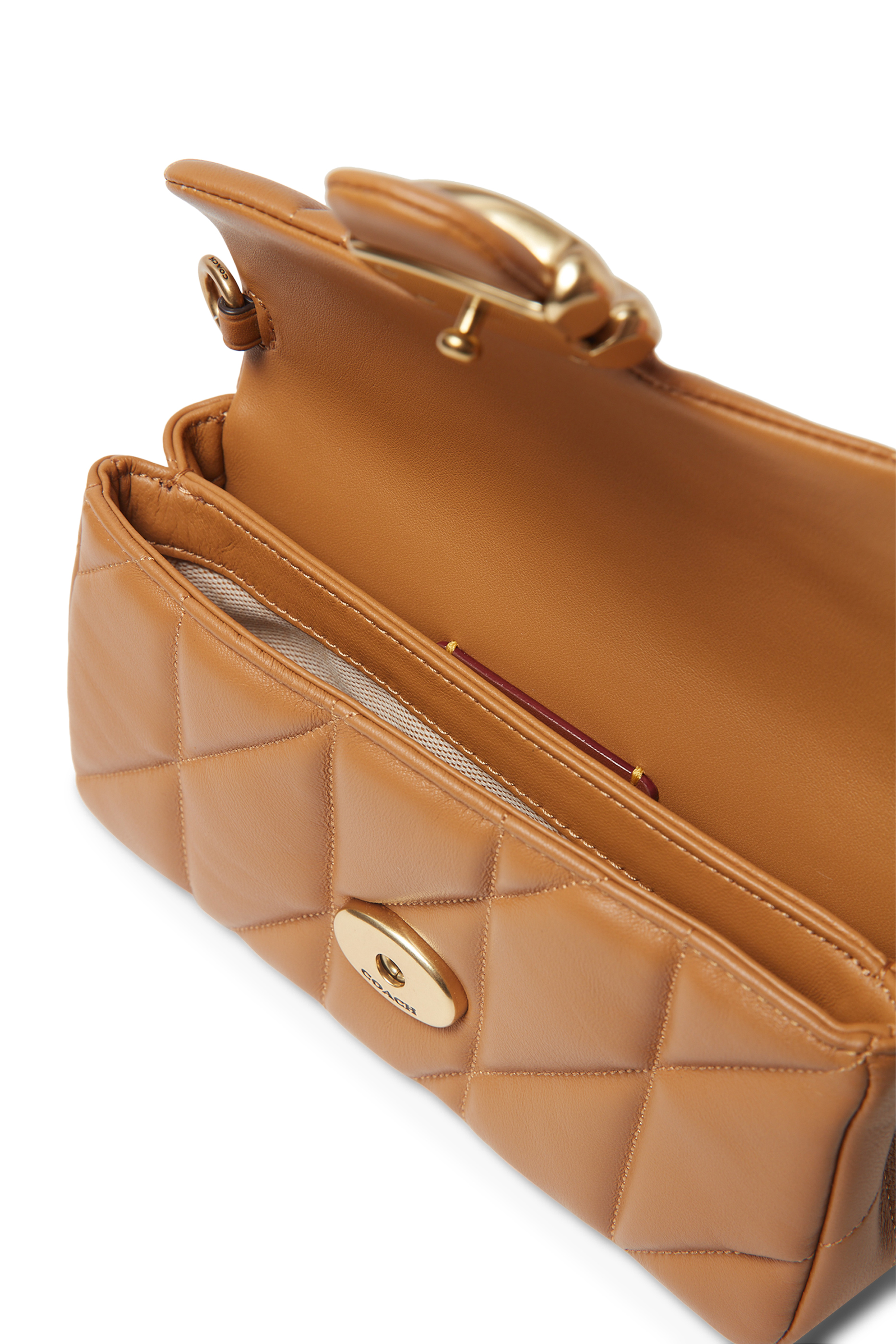 Quilted Pillow Leather Tabby Wristlet With Chain