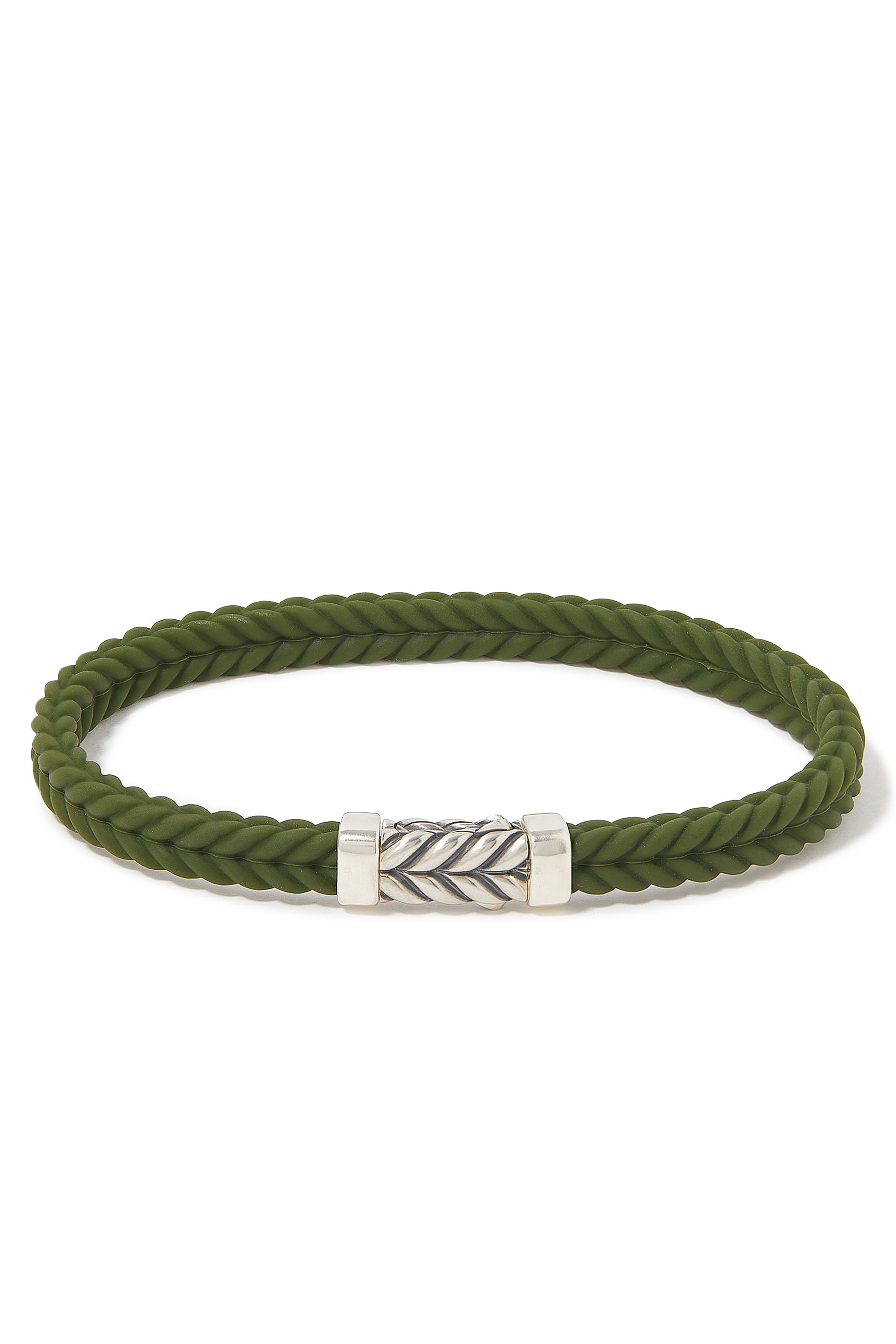 Chevron Woven Rubber Bracelet and Sterling Silver