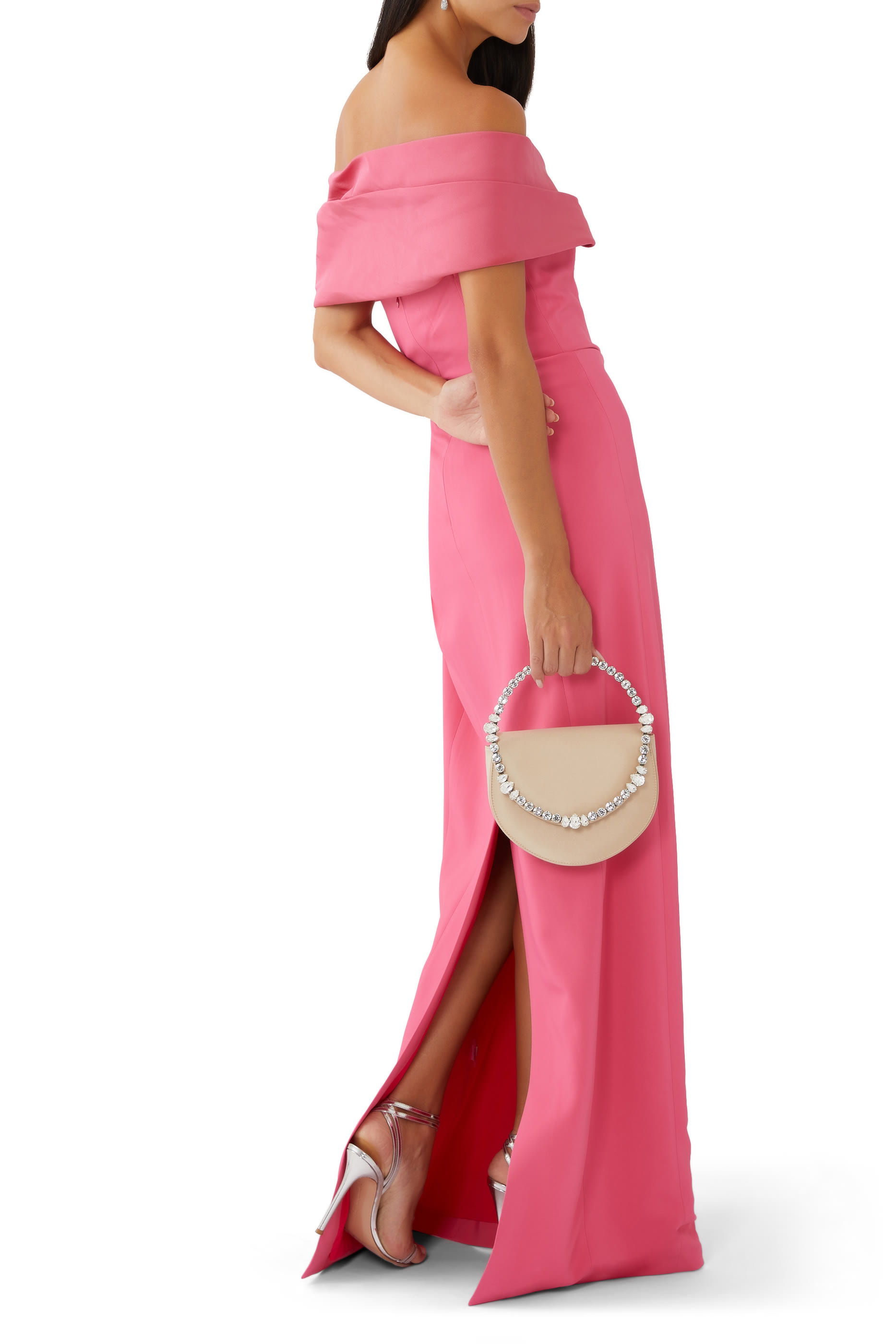 Eternity Flap Embellished Satin Clutch Bag