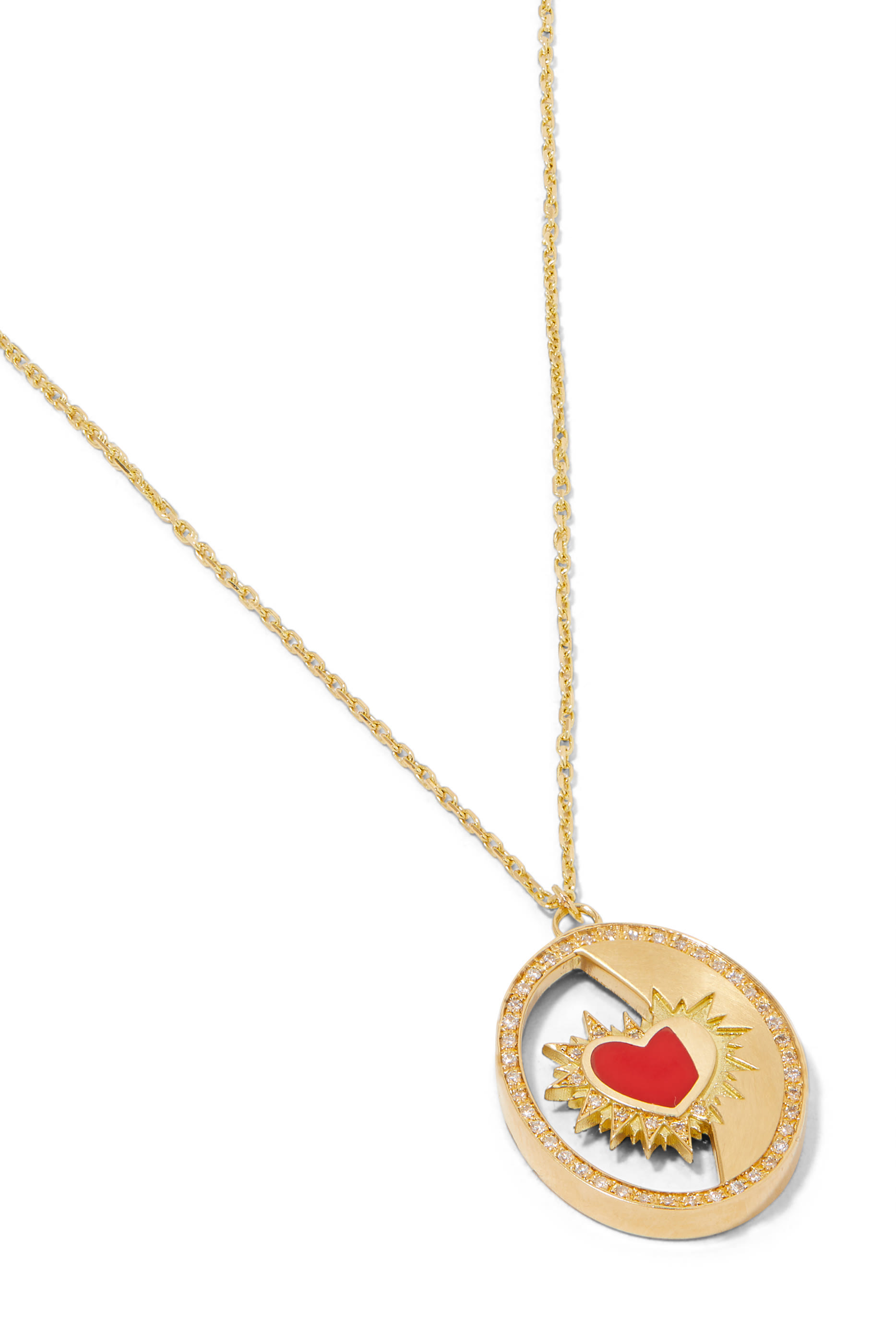Heart On Biladi Pendant Necklace, 18k Yellow Gold & Diamond