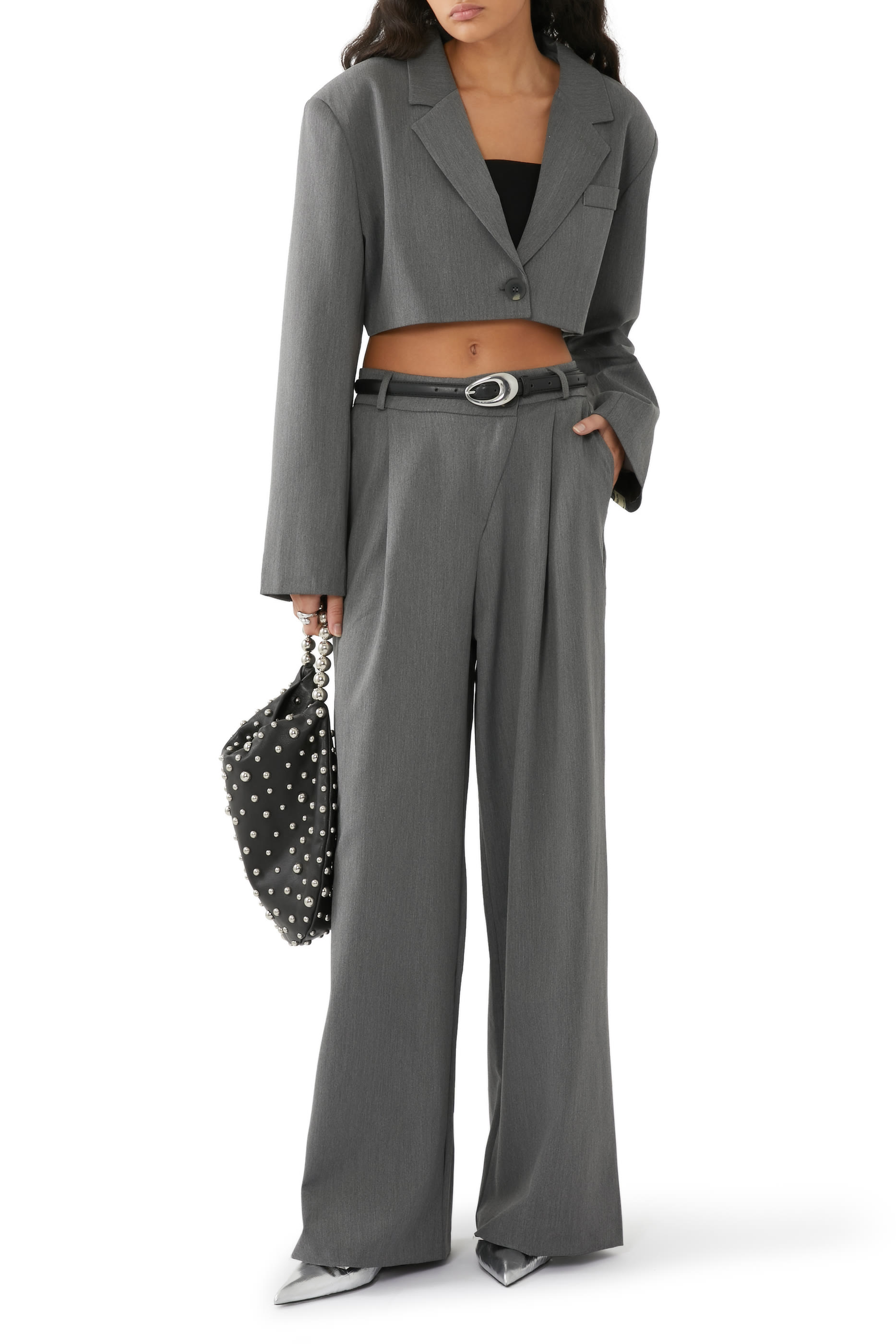 Notched Collar Crop Blazer