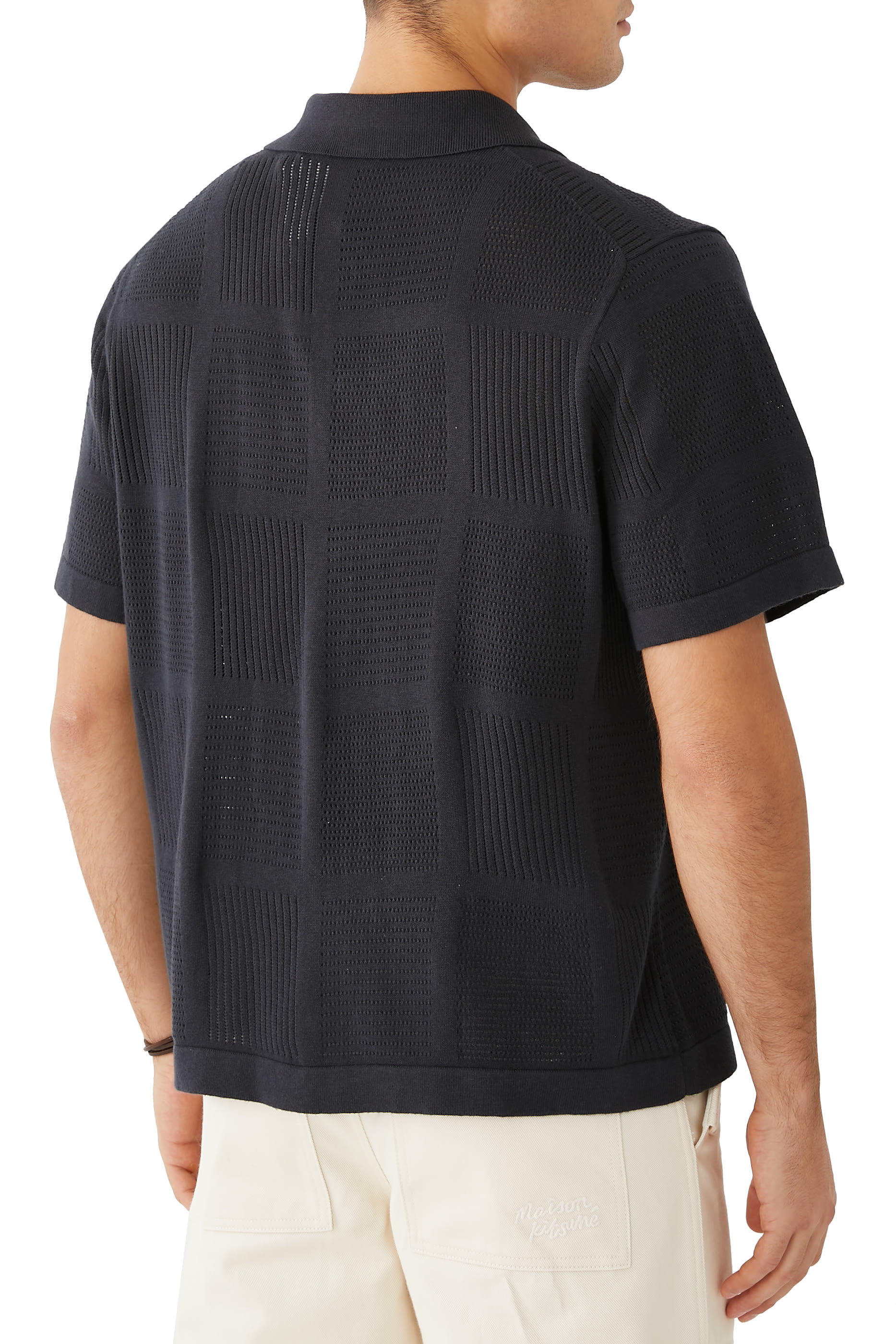 Patchwork Pointelle Short Sleeves Shirt