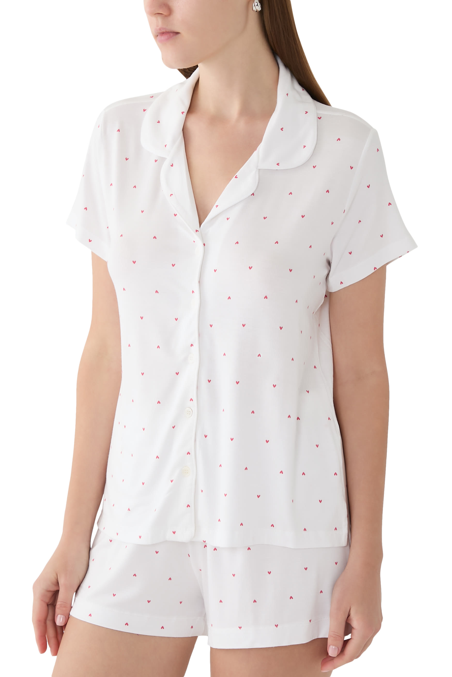 Jersey Heart Print Shortie Pajama Set