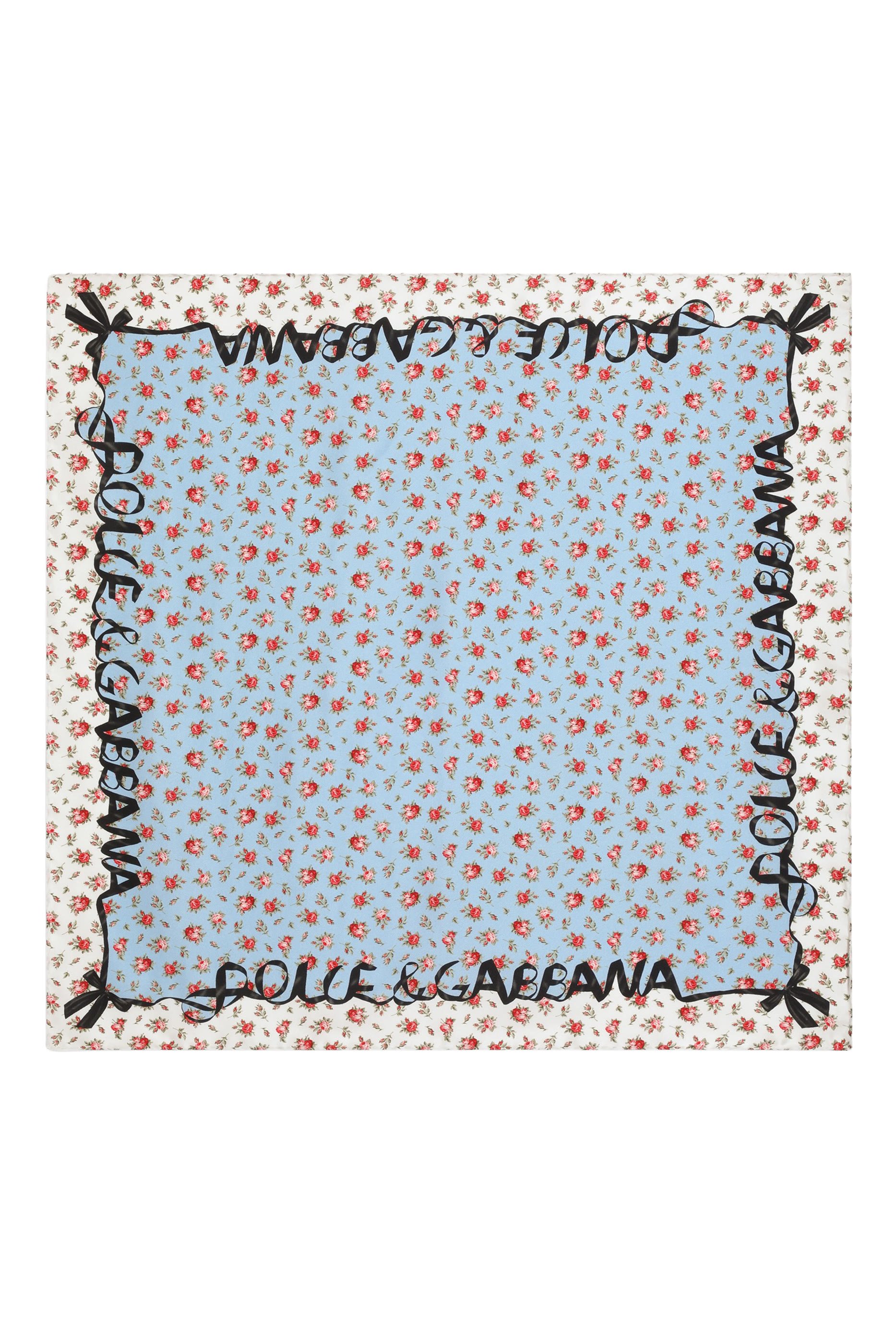 Small Rose-Print Silk Twill Scarf