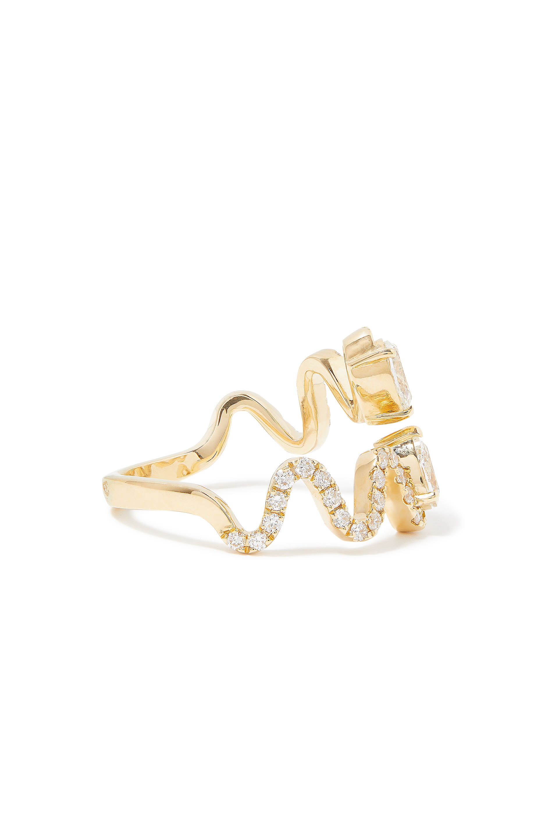 Wave Ring, 18k Yellow Gold & Diamonds