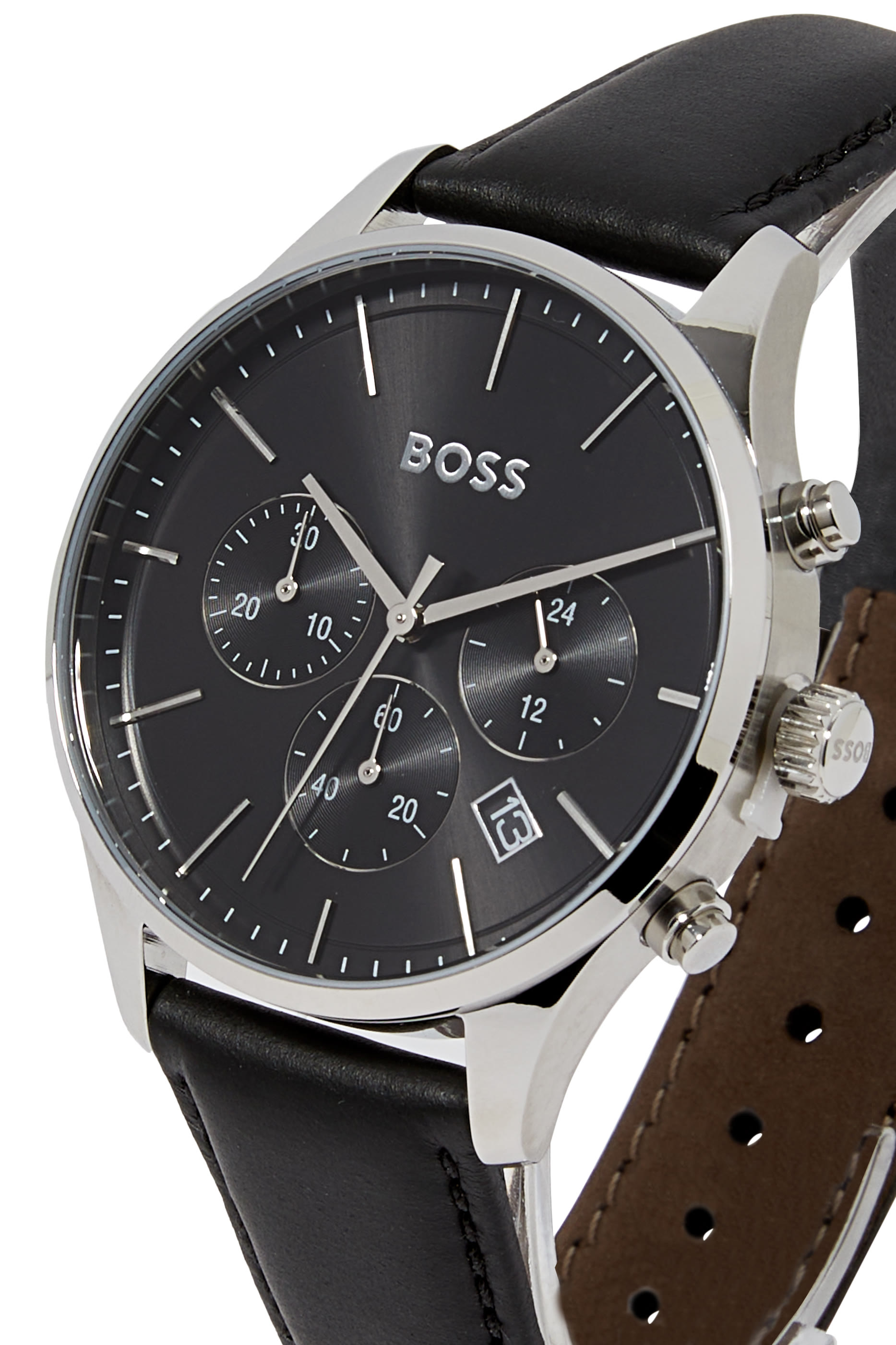 Leather-Strap Chronograph Watch