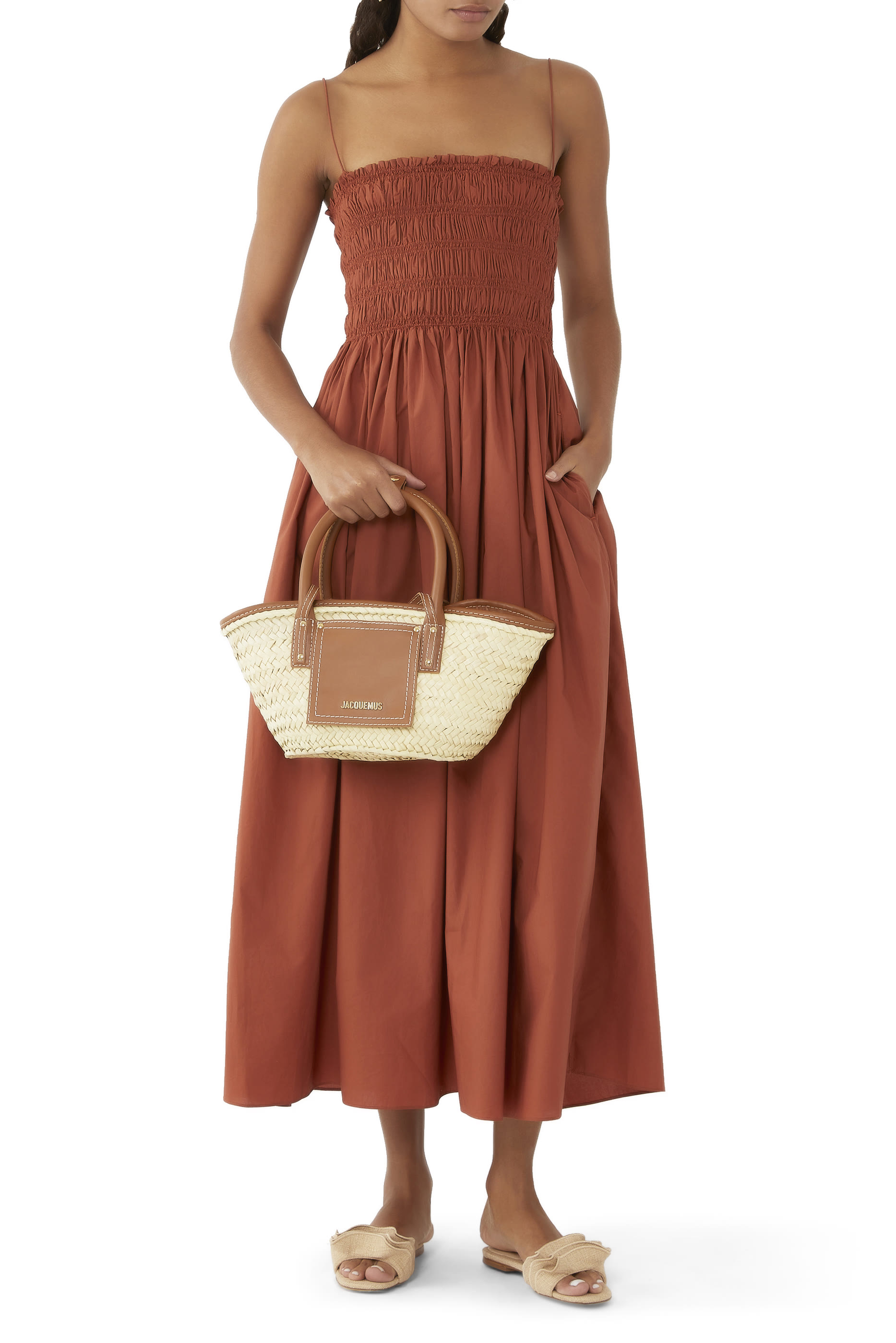 Ivy Raffia Ruffle-Detail Sandals