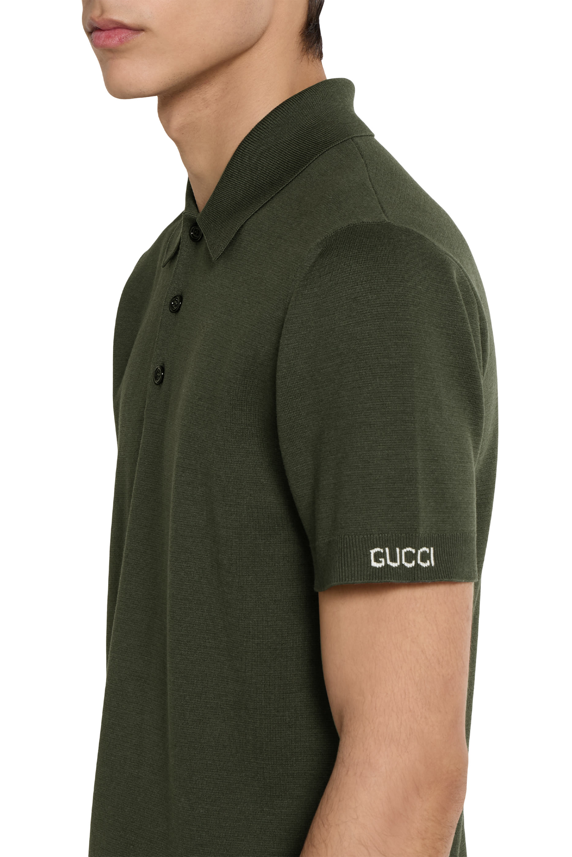 Logo Silk Cotton Knit Polo Shirt
