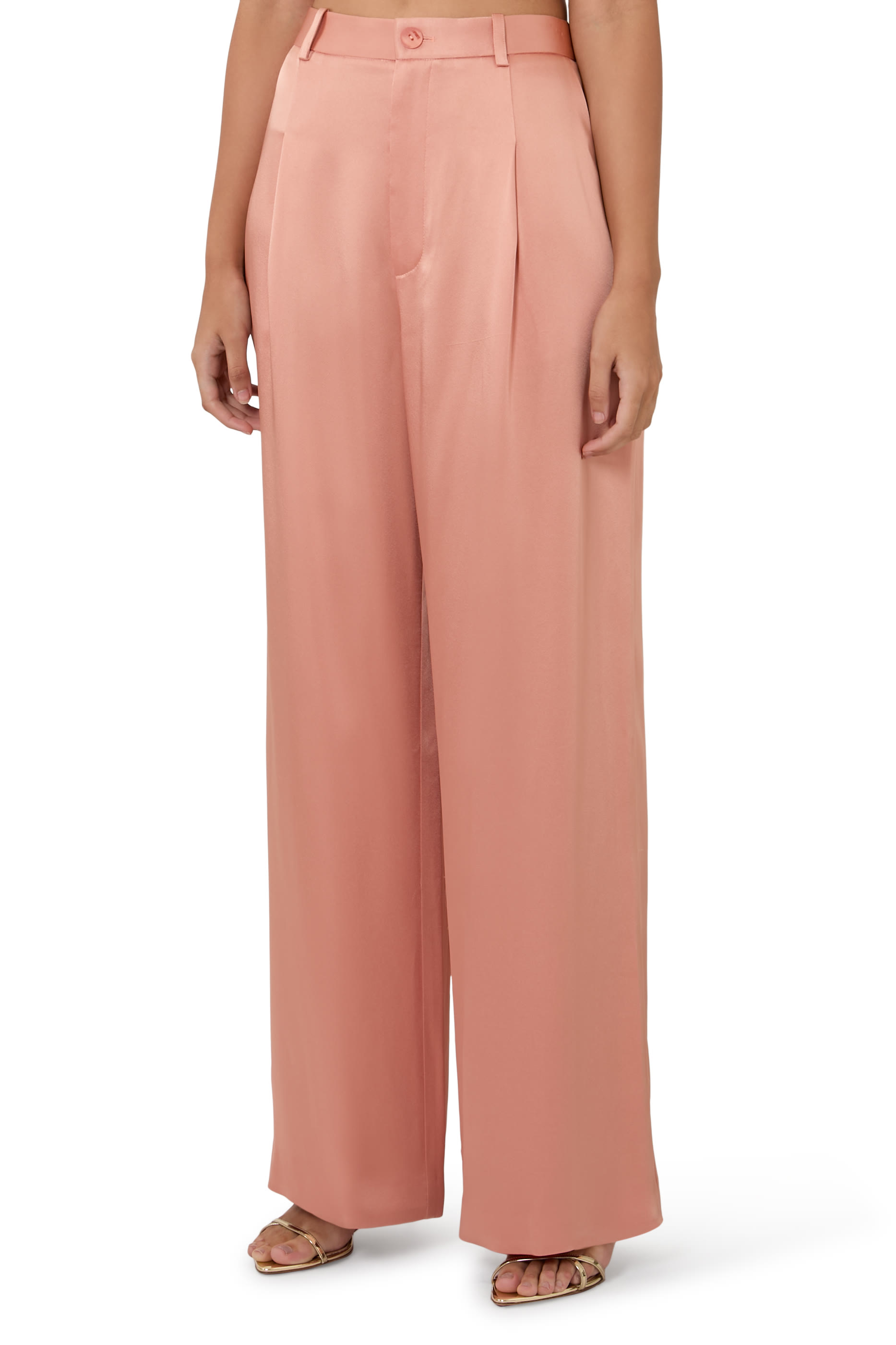 Satin Relaxed Pleated Pants