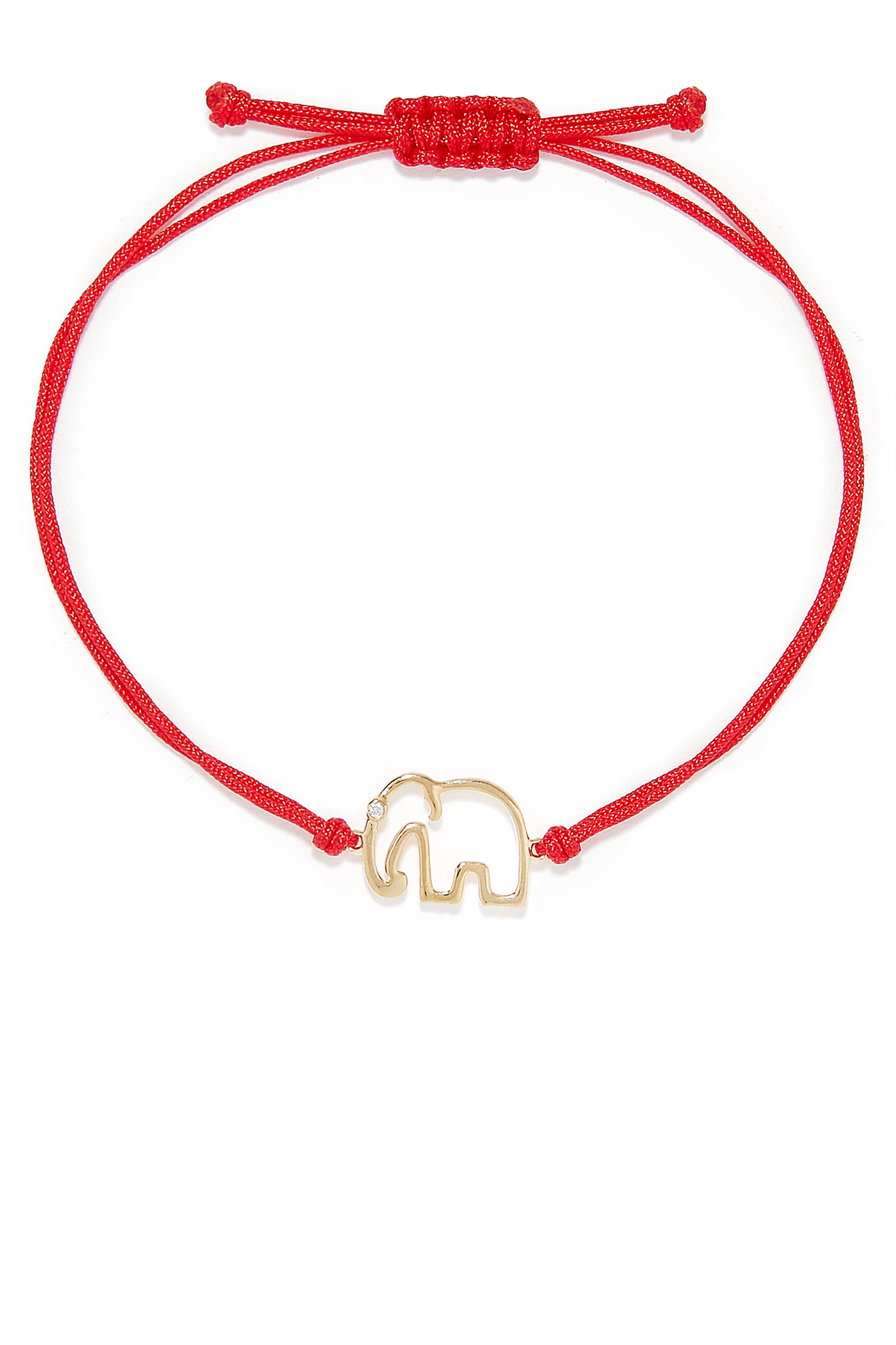 Elephant Thread Bracelet, 9k Yellow Gold with Diamond