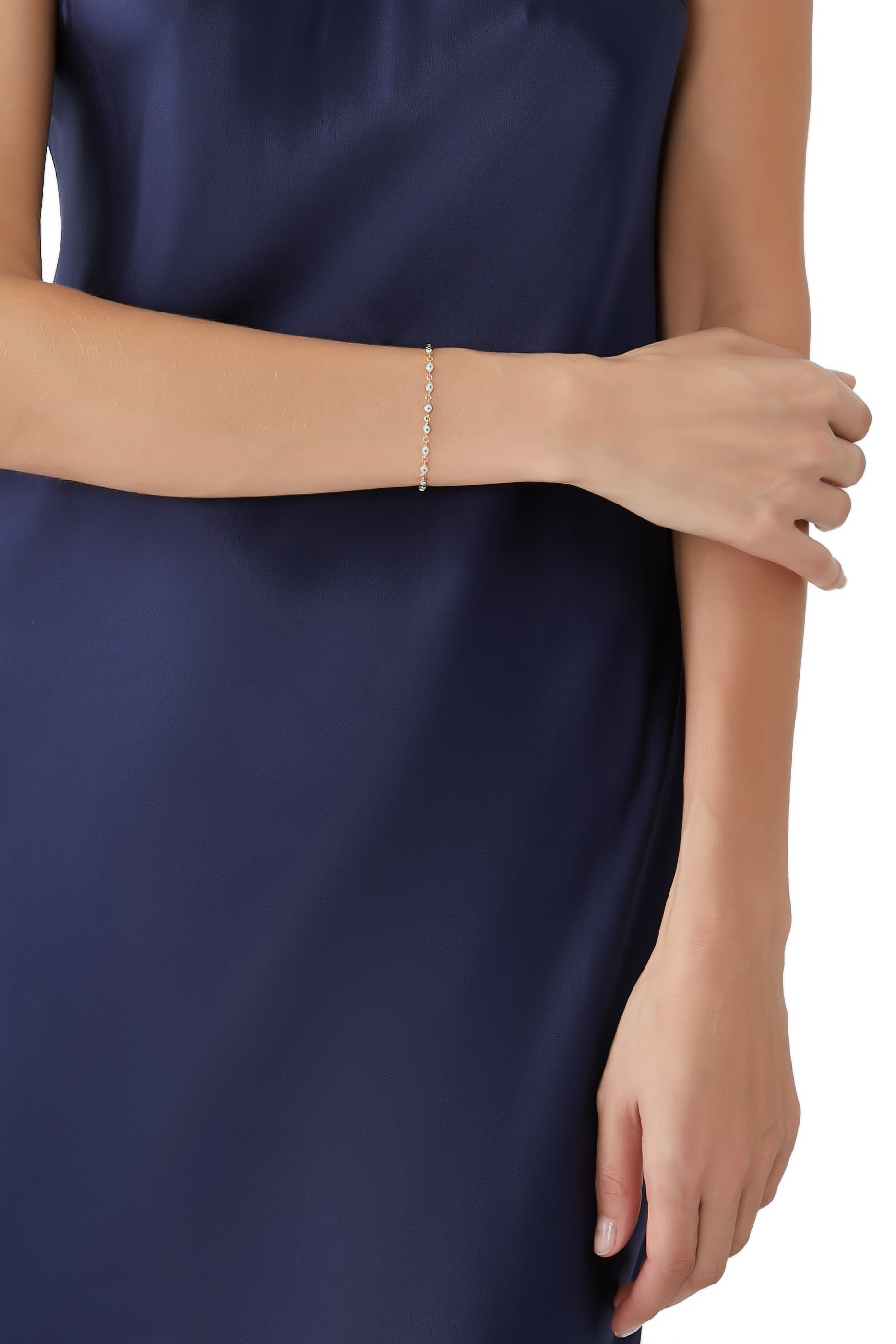 Multi Mini Eye Bracelet, 14k Yellow Gold & Enamel