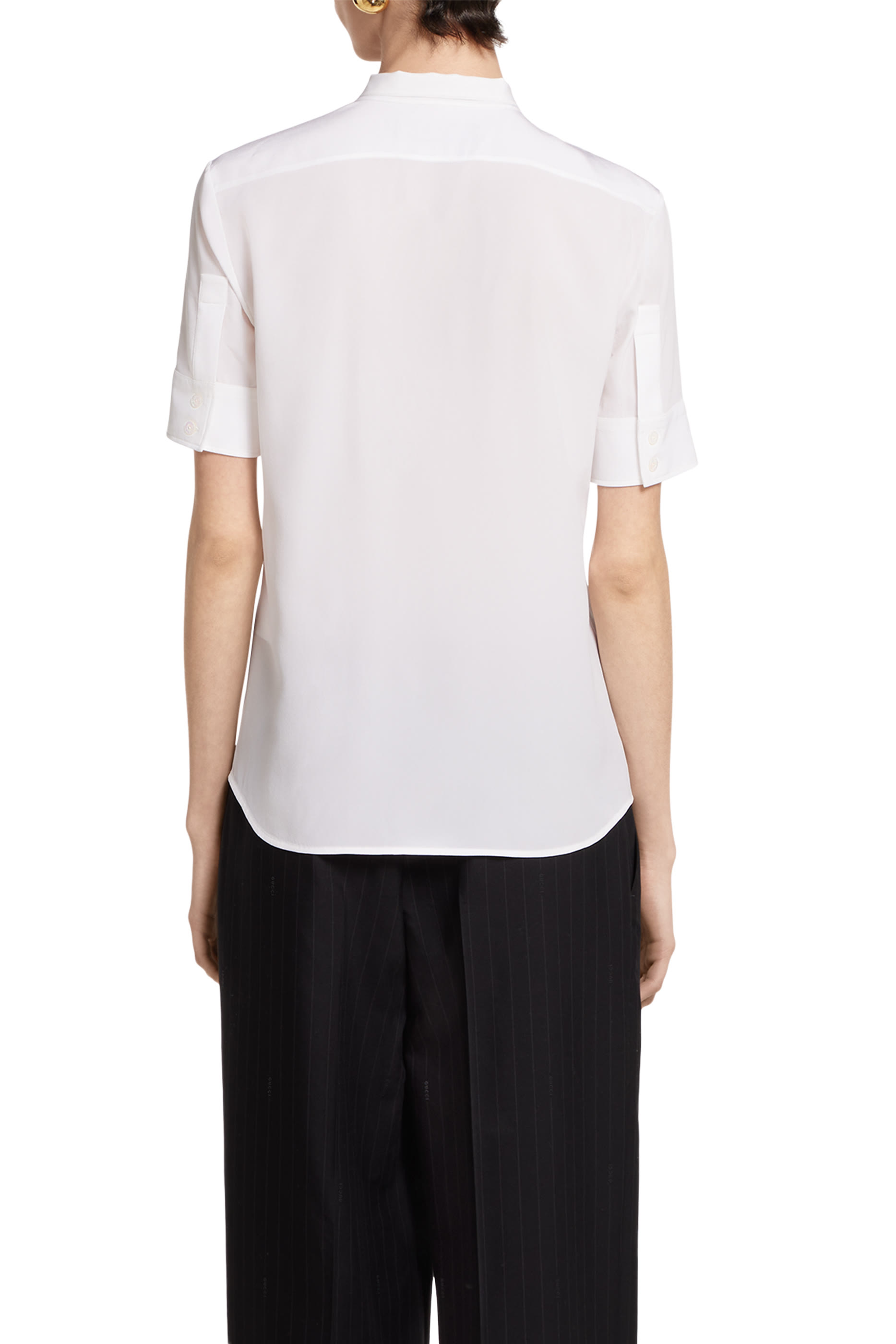 Logo Embroidered Silk Crêpe de Chine Shirt