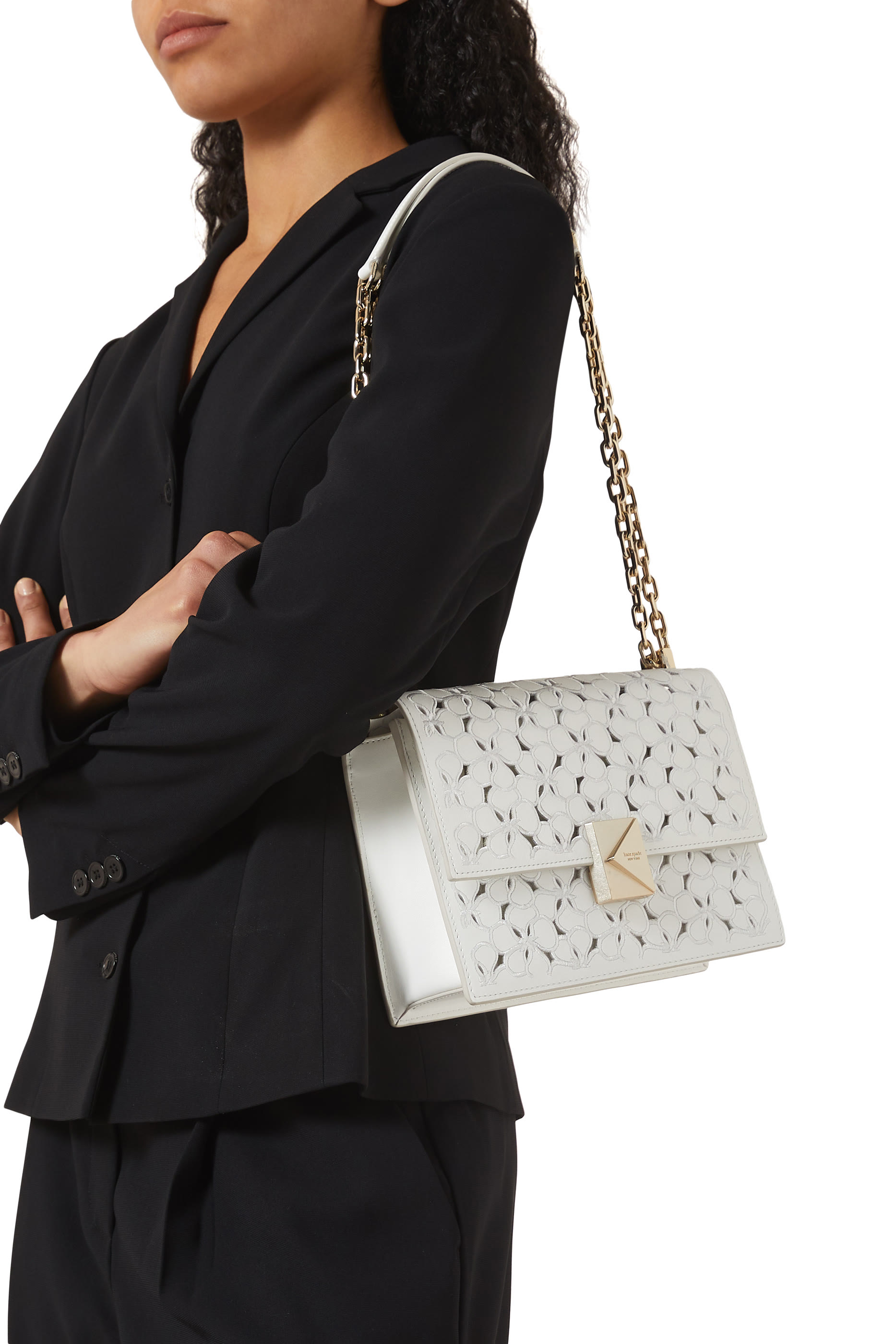 Deco Eyelet Leather Convertible Crossbody Bag