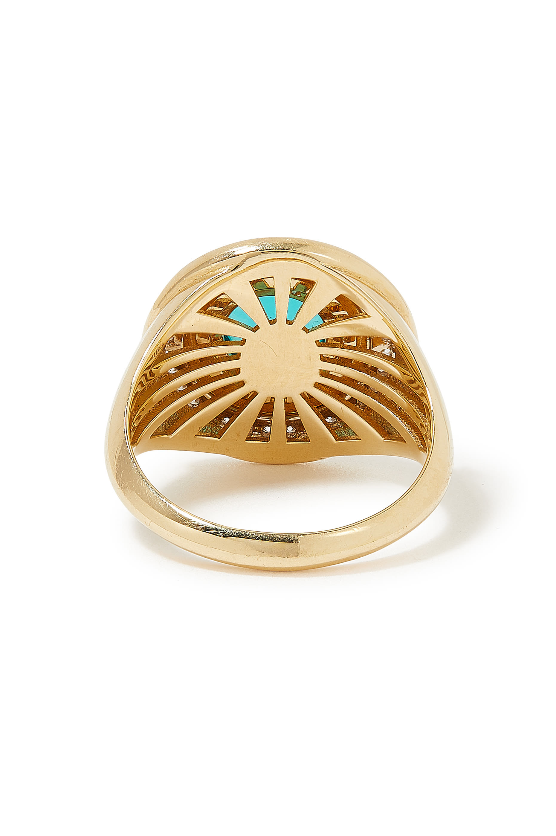 Mimette Pinky Ring, 18k Yellow Gold with Diamonds & Green Topaz