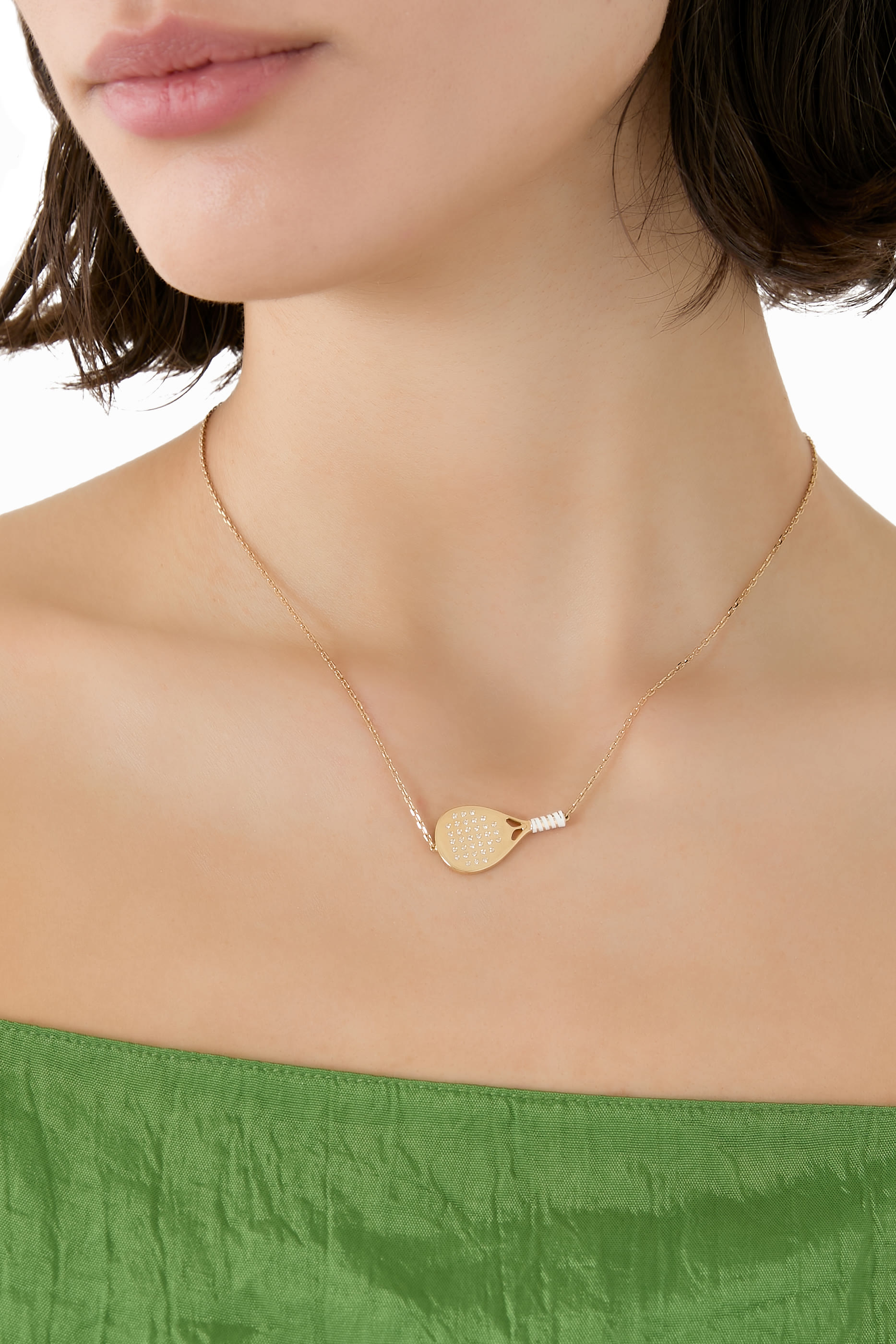 Padel Necklace, 18k Yellow Gold & Enamel