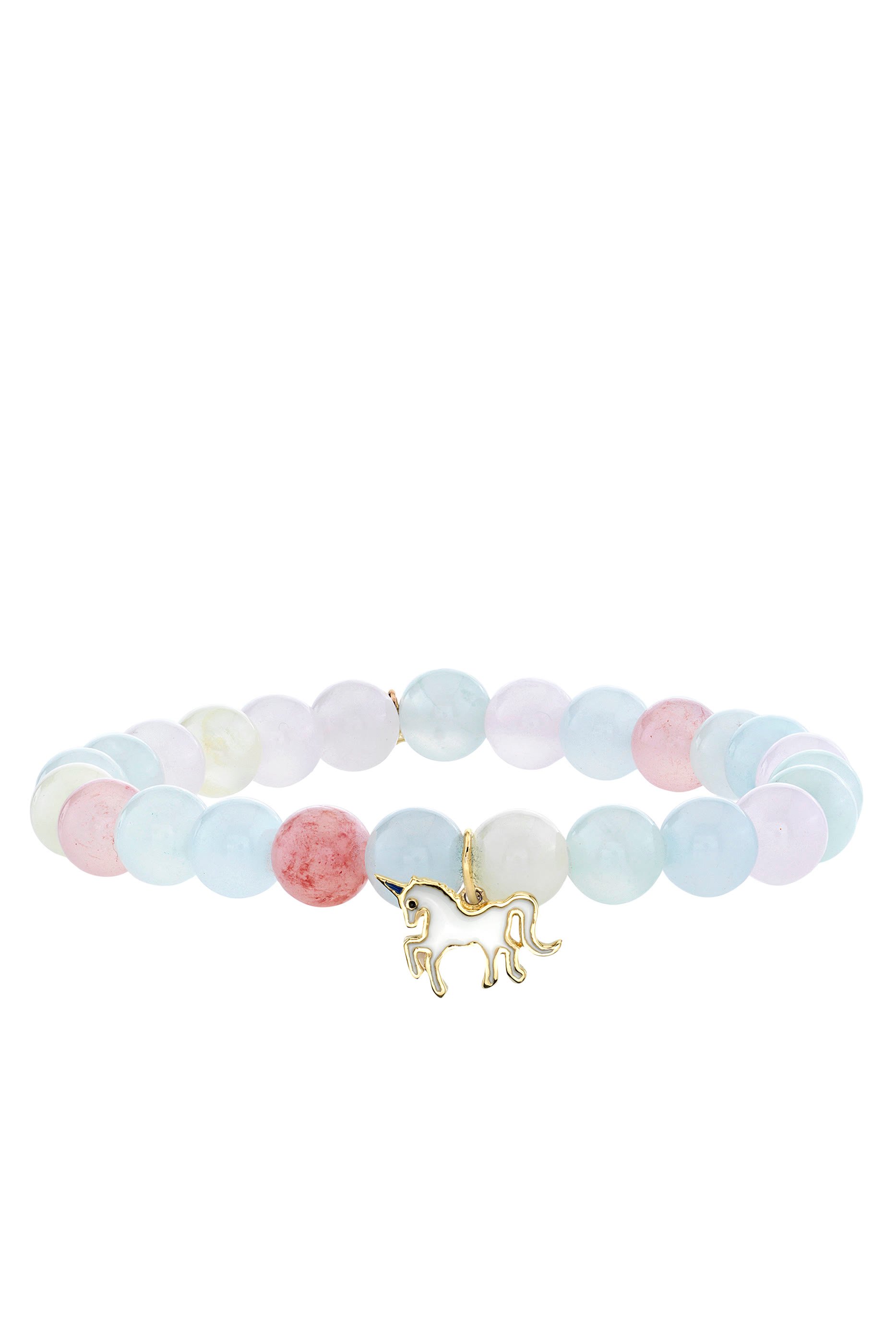 Kids Unicorn Bracelet, 14k Yellow Gold & Jade