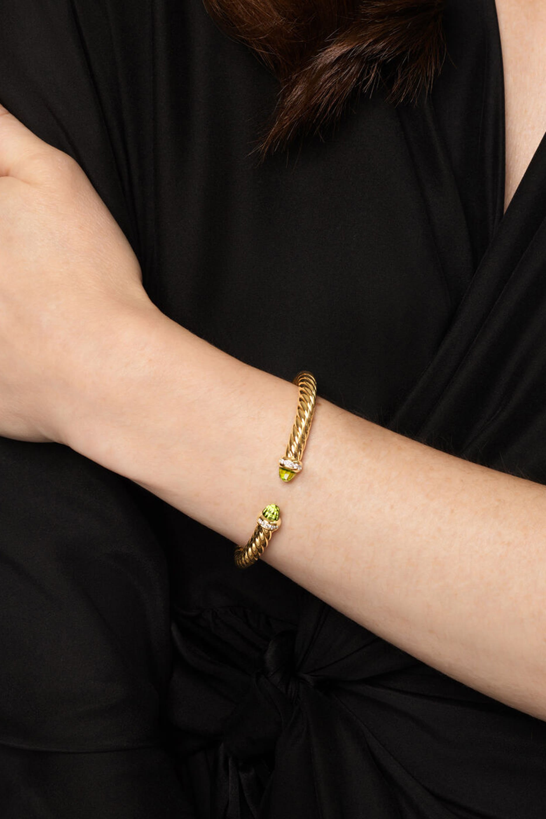 Cablespira&reg; Flex Bracelet, 18K Yellow Gold, Peridot & Diamonds
