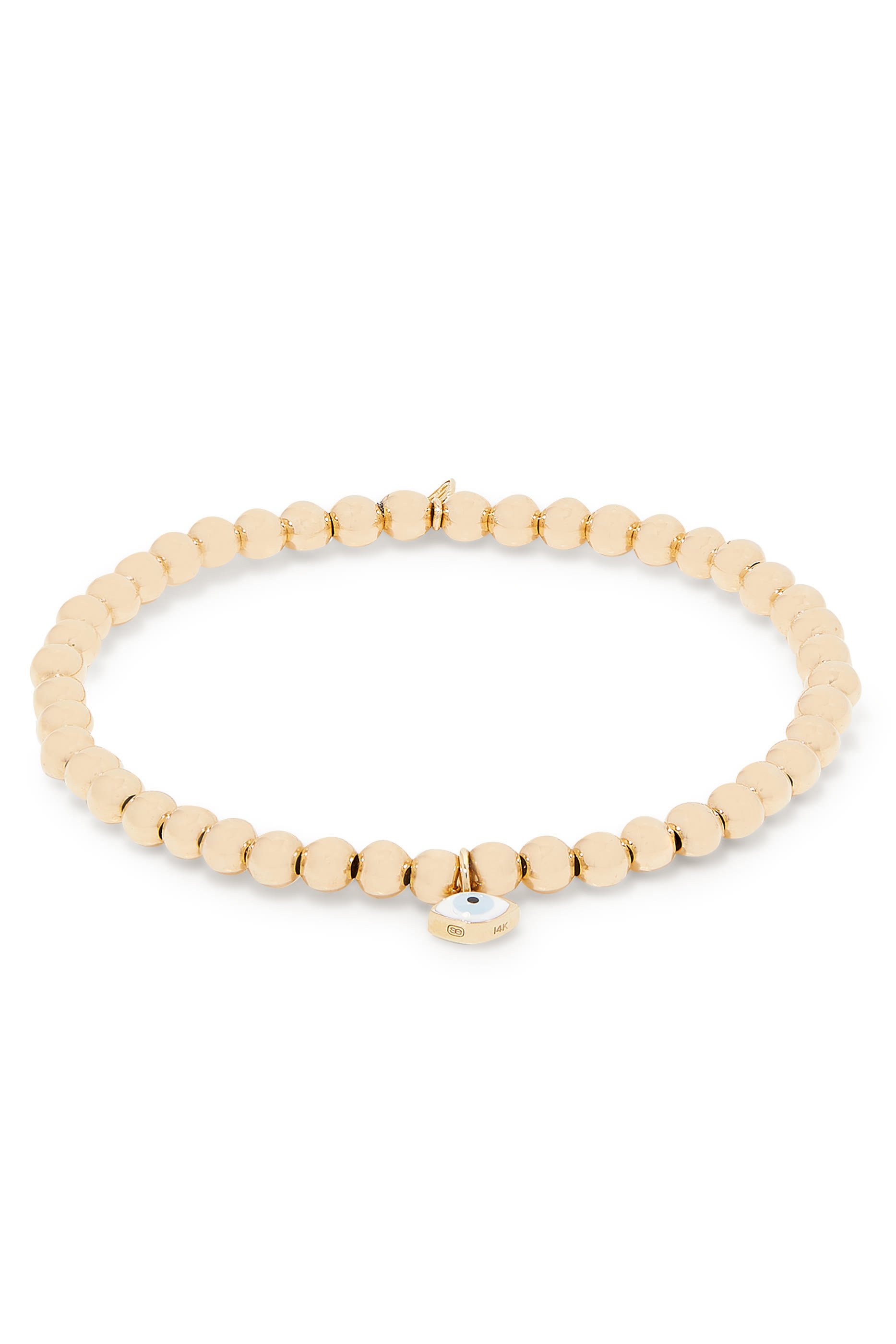 Enamel Evil Eye Rondelle Bracelet, 14k Yellow Gold