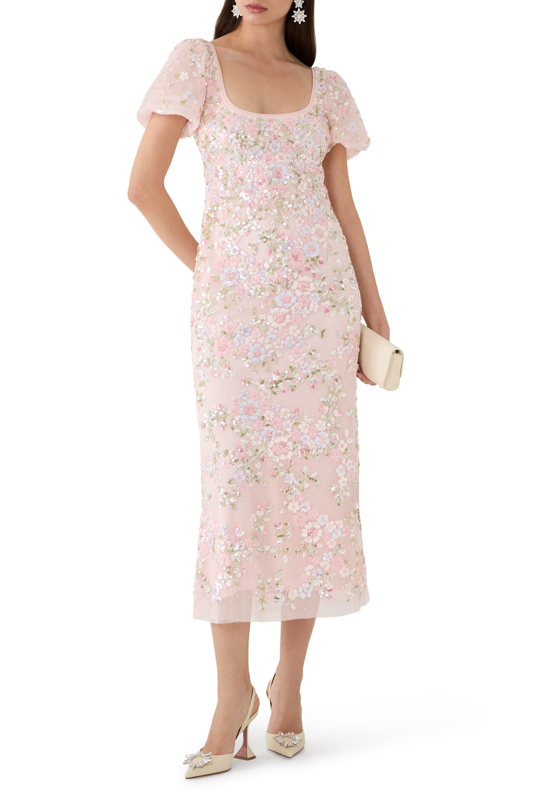 Dream Garland Puff Sleeve Ankle Gown 