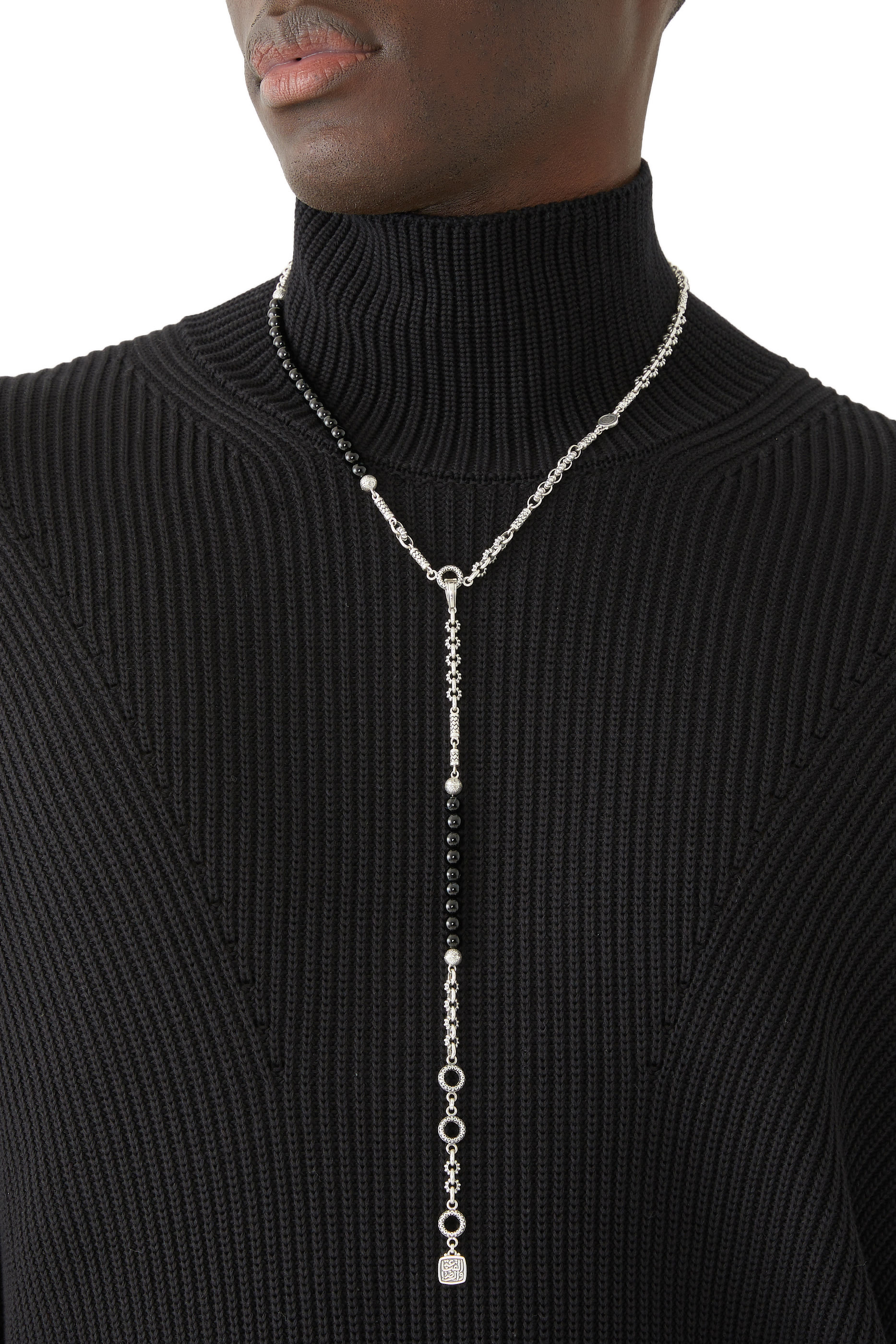 Multi-Way Contentment Necklace, Silver & Onyx