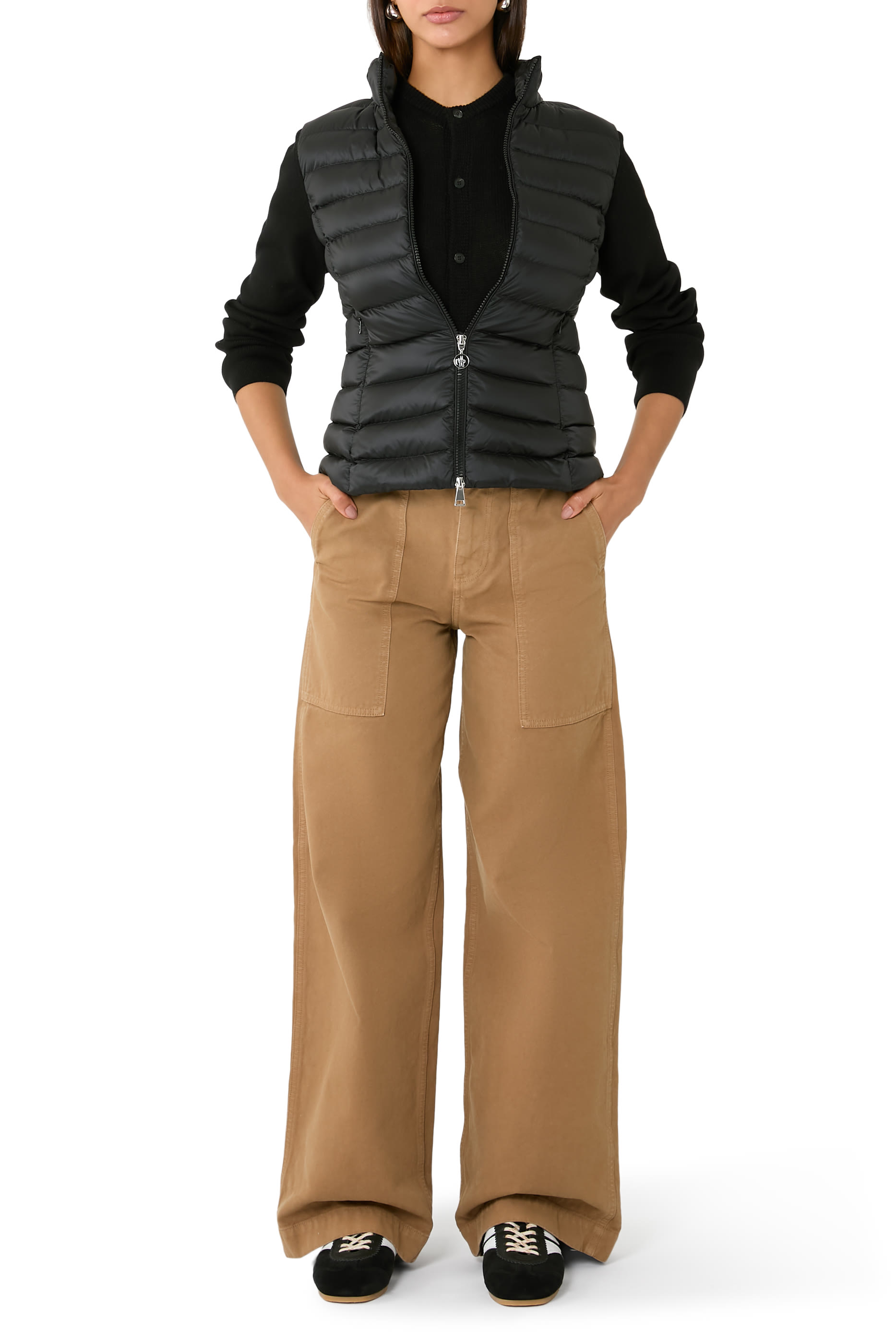  Leather Logo Cotton Trousers 