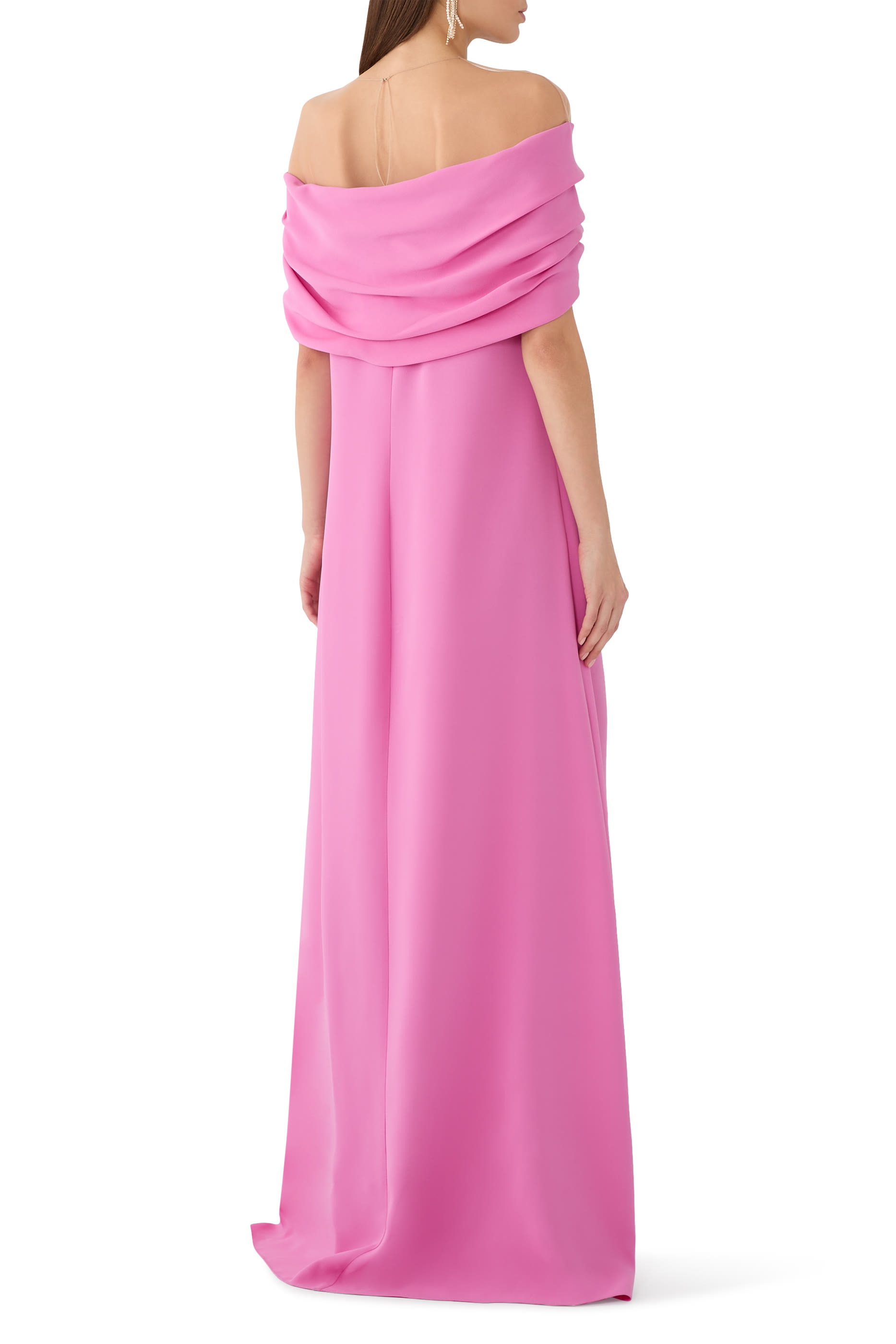 Watercolor Orchid Off-Shoulder Dress