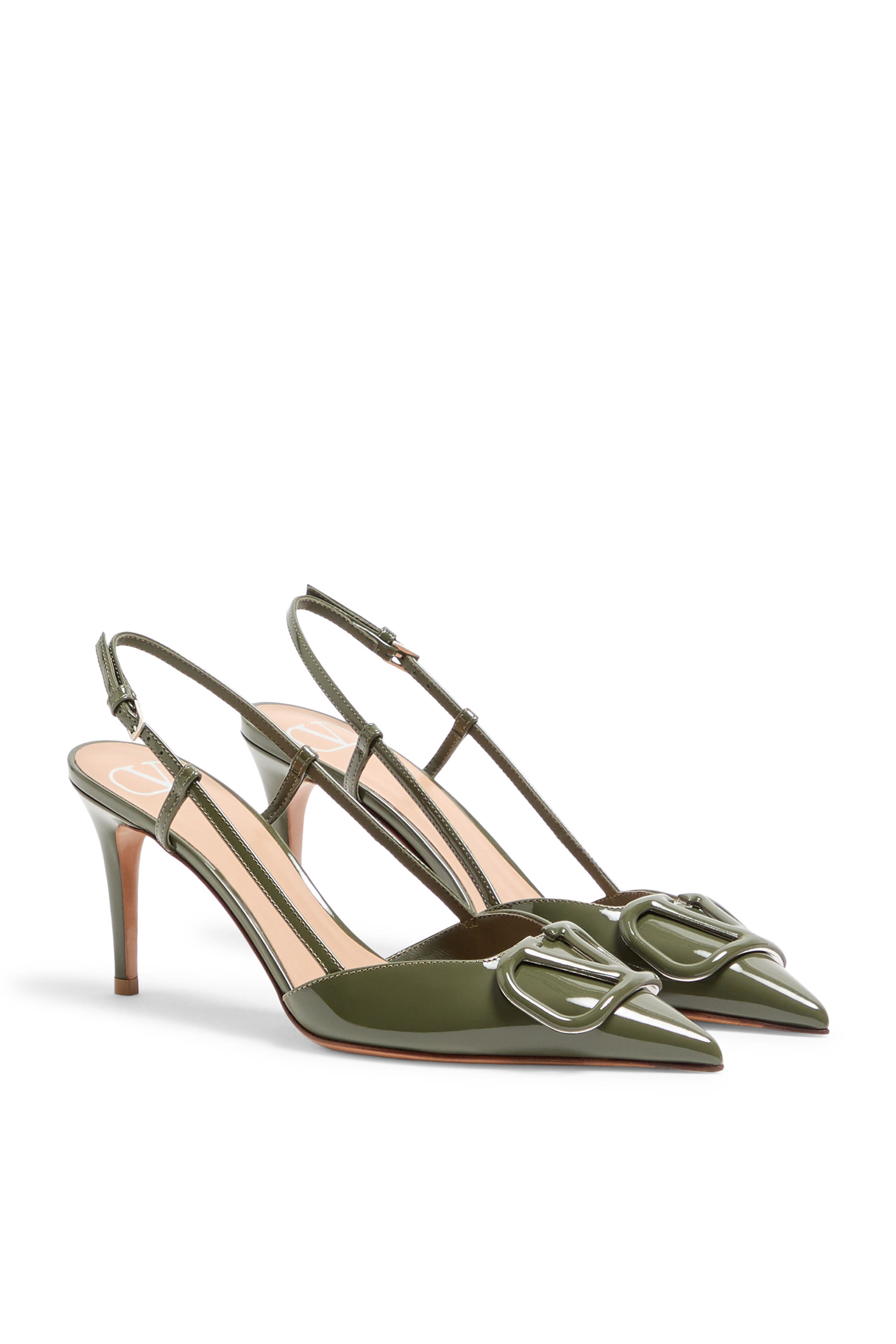  VLogo Signature 80 Patent Leather Slingback Pumps 