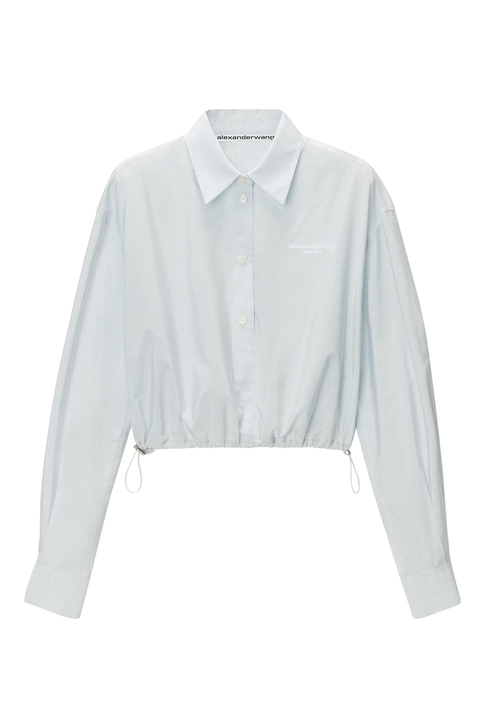Cropped Shirt with Adjustable Drawcord Hem 