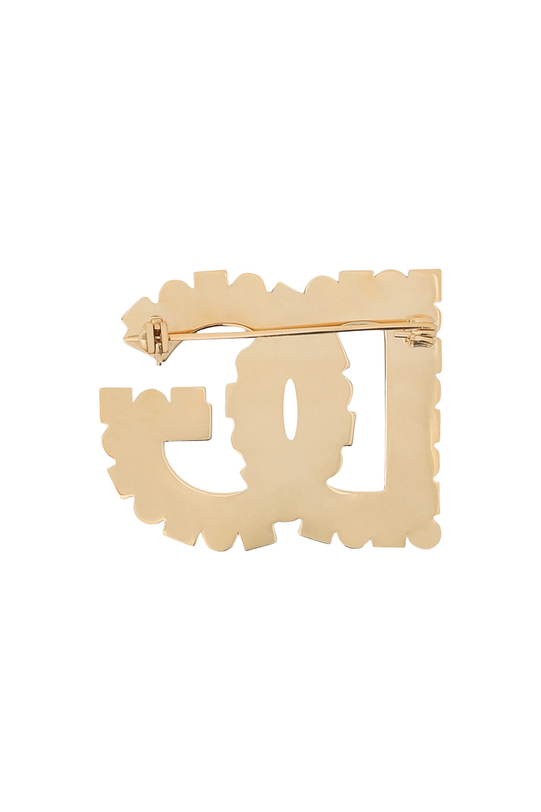Brooch With Rhinestone-Detailed DG Logo