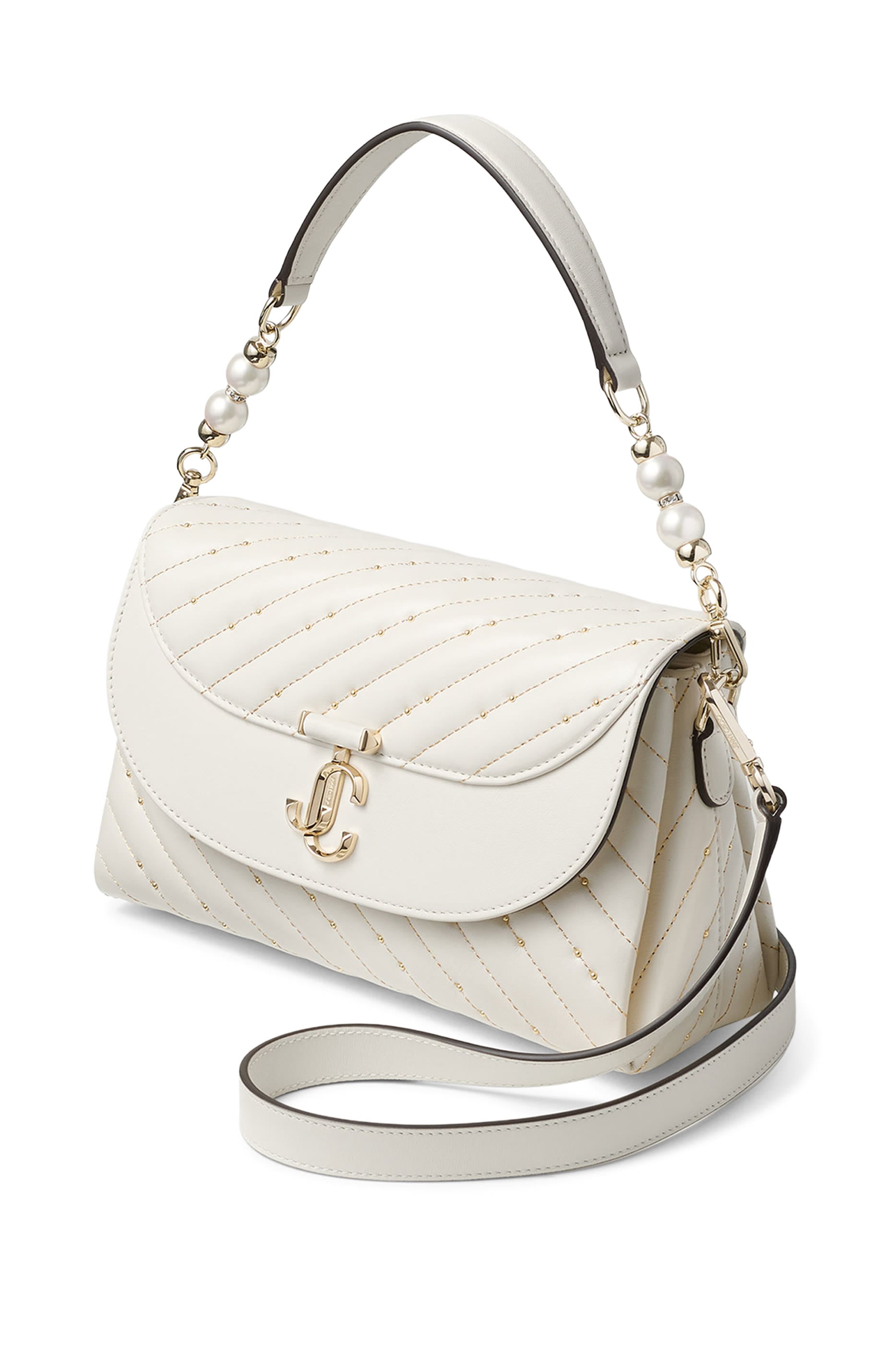 Curve Pearl-Detail Top-Handle Bag