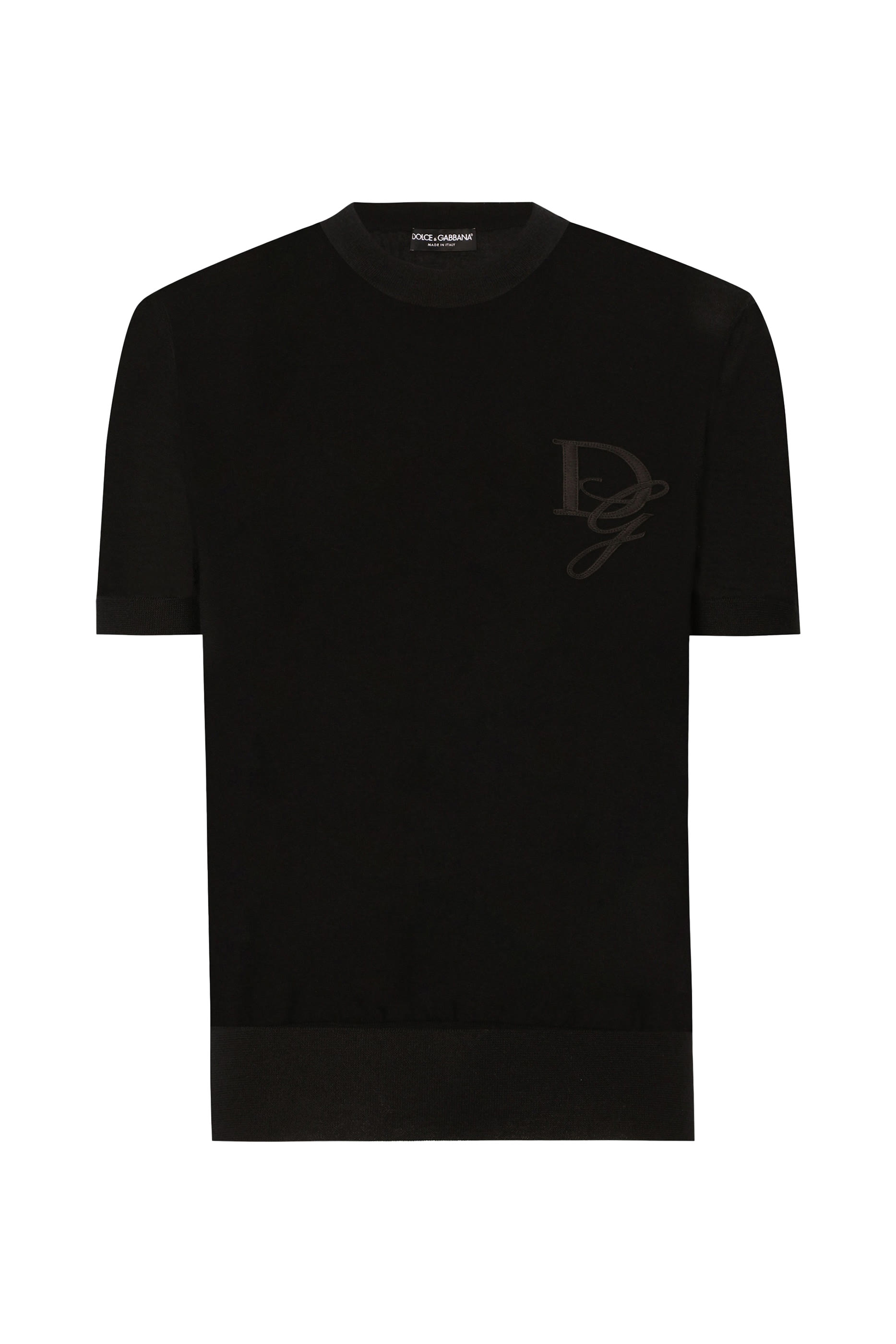 Cashmere Round-Neck Sweater with DG Embroidery