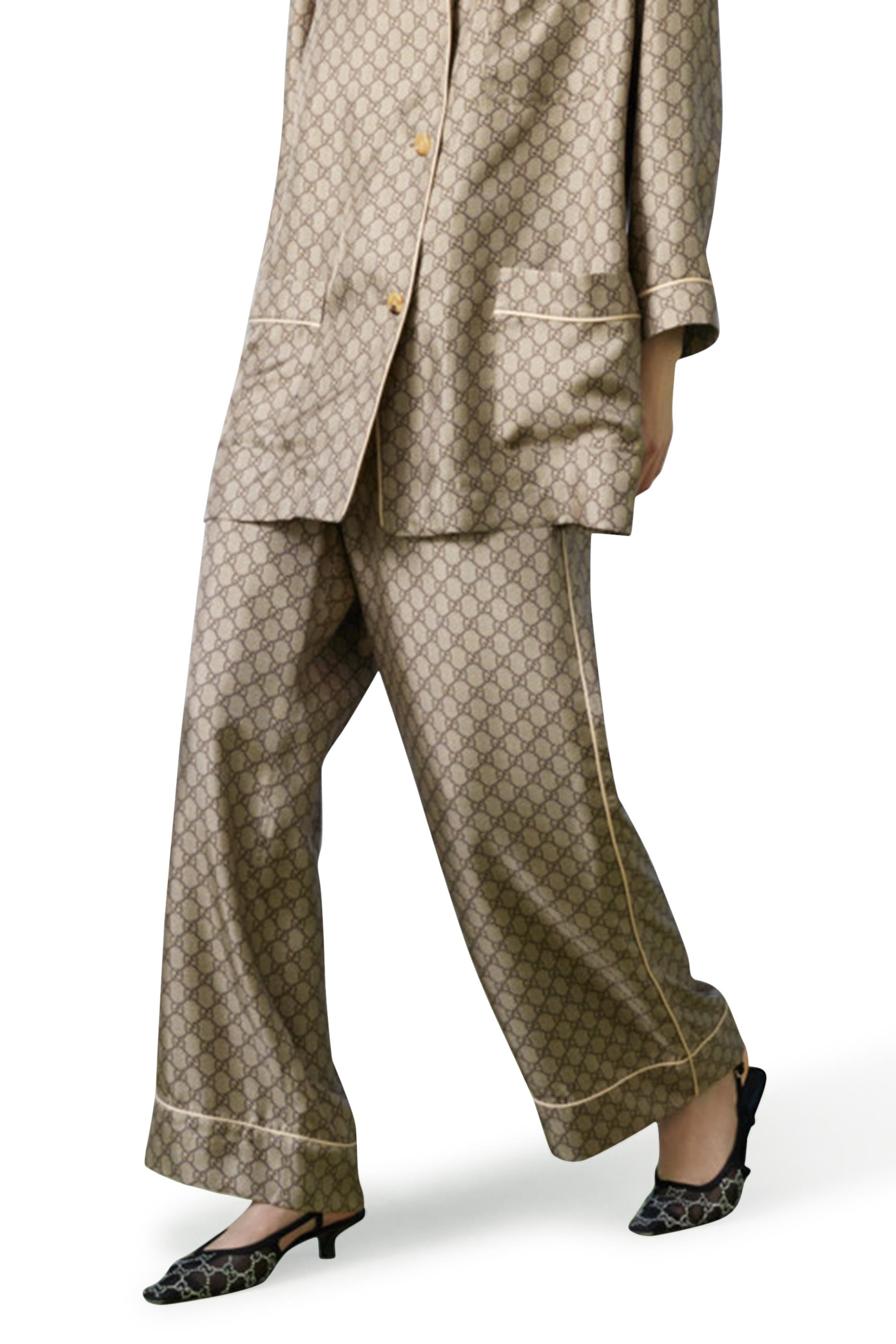  GG Supreme Print Silk Pants  