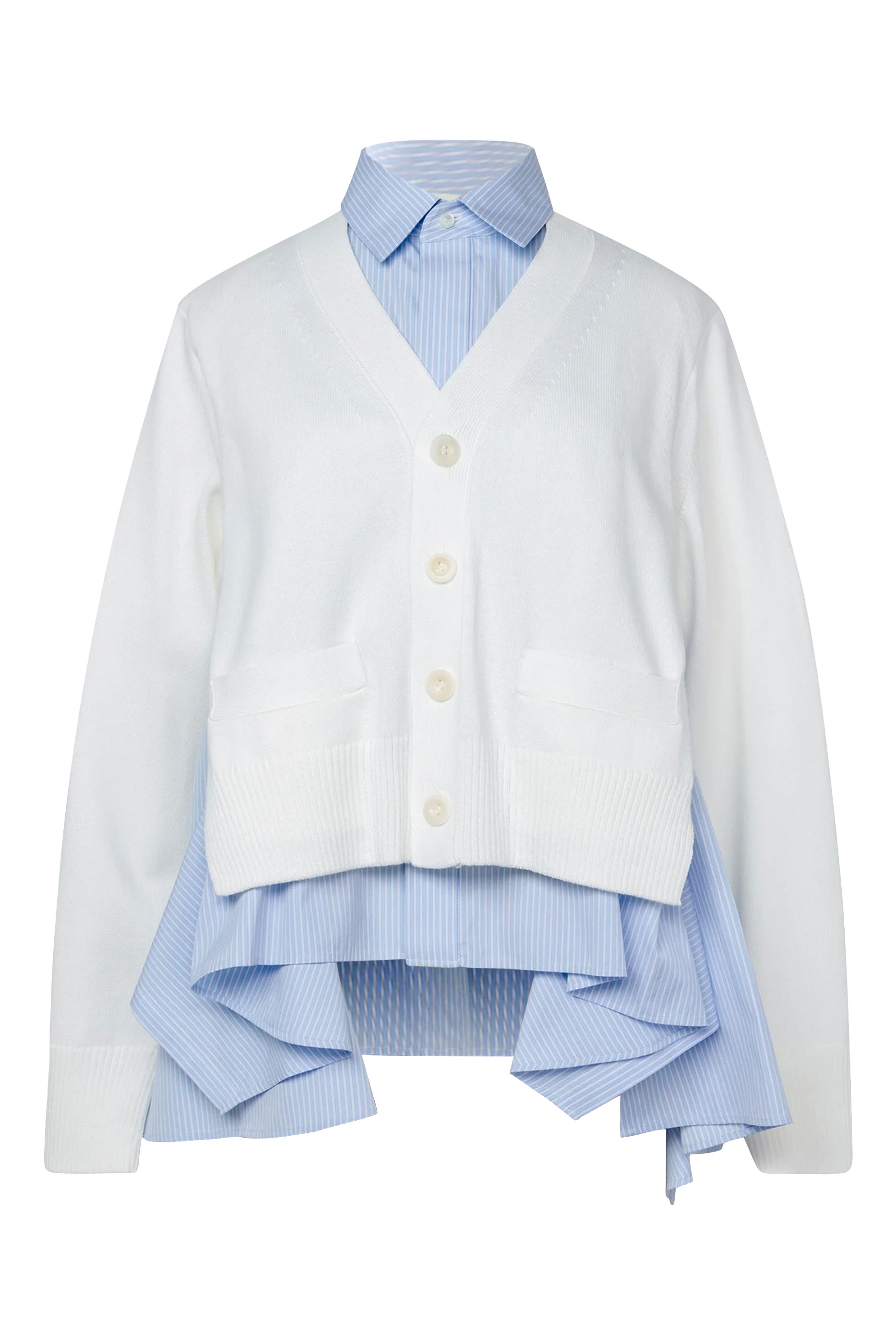 Cotton Poplin x Knit Cardigan