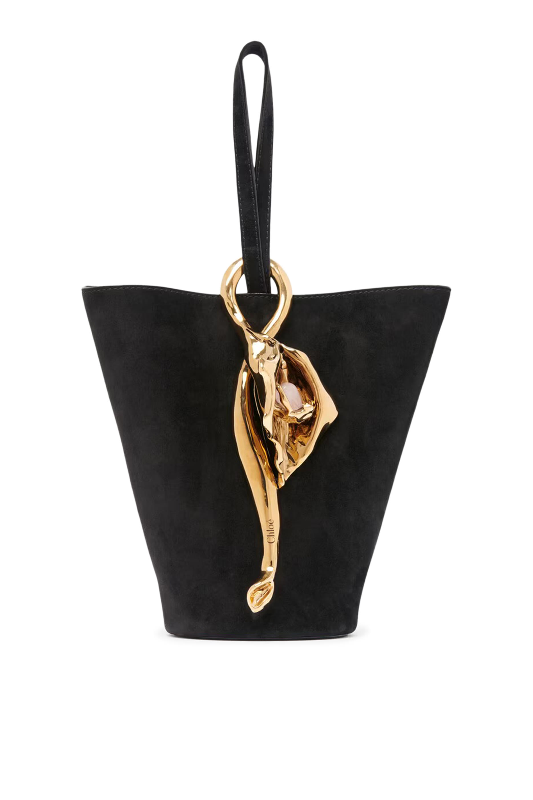Small Eden Treasures Wristlet Bucket Bag in Suede Leather