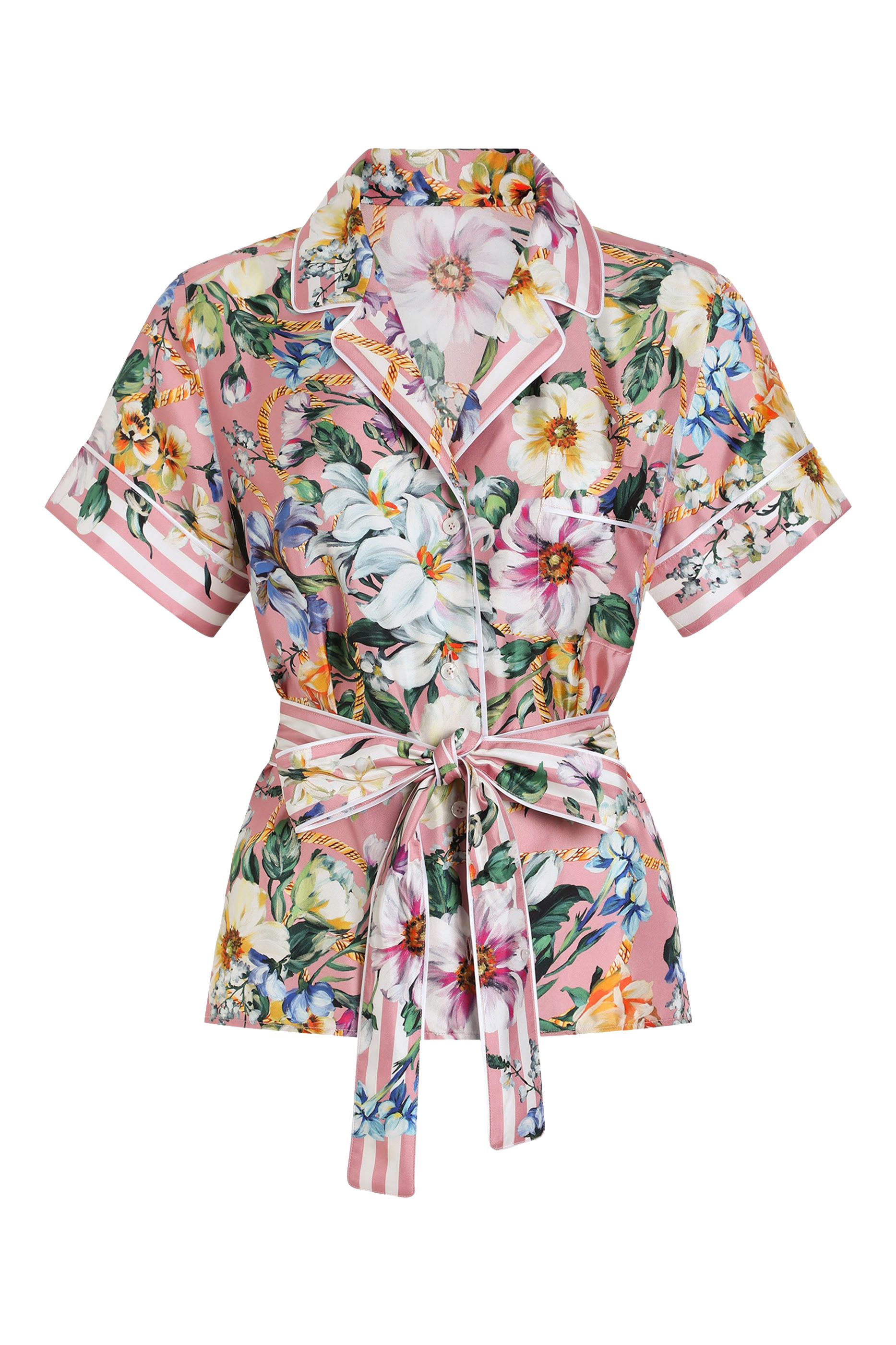 Floral-Print Silk Shirt