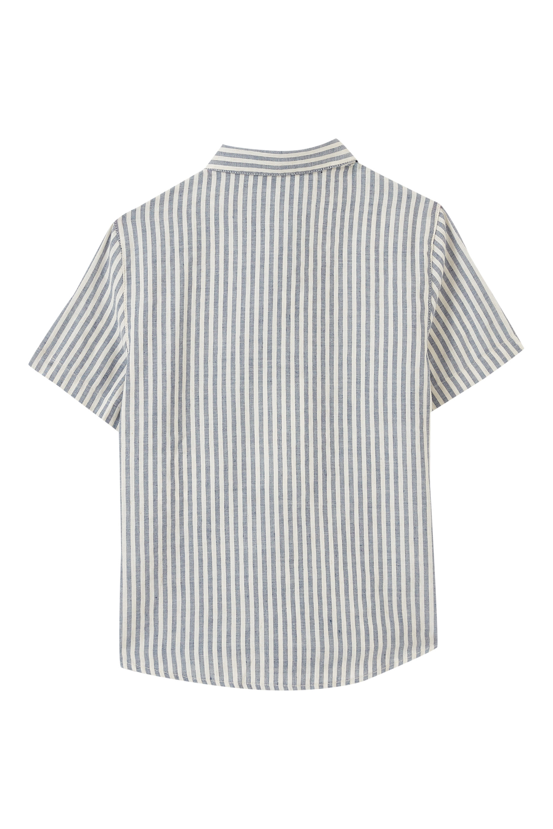 Kids Short Sleeves Cotton-Linen Striped Shirt