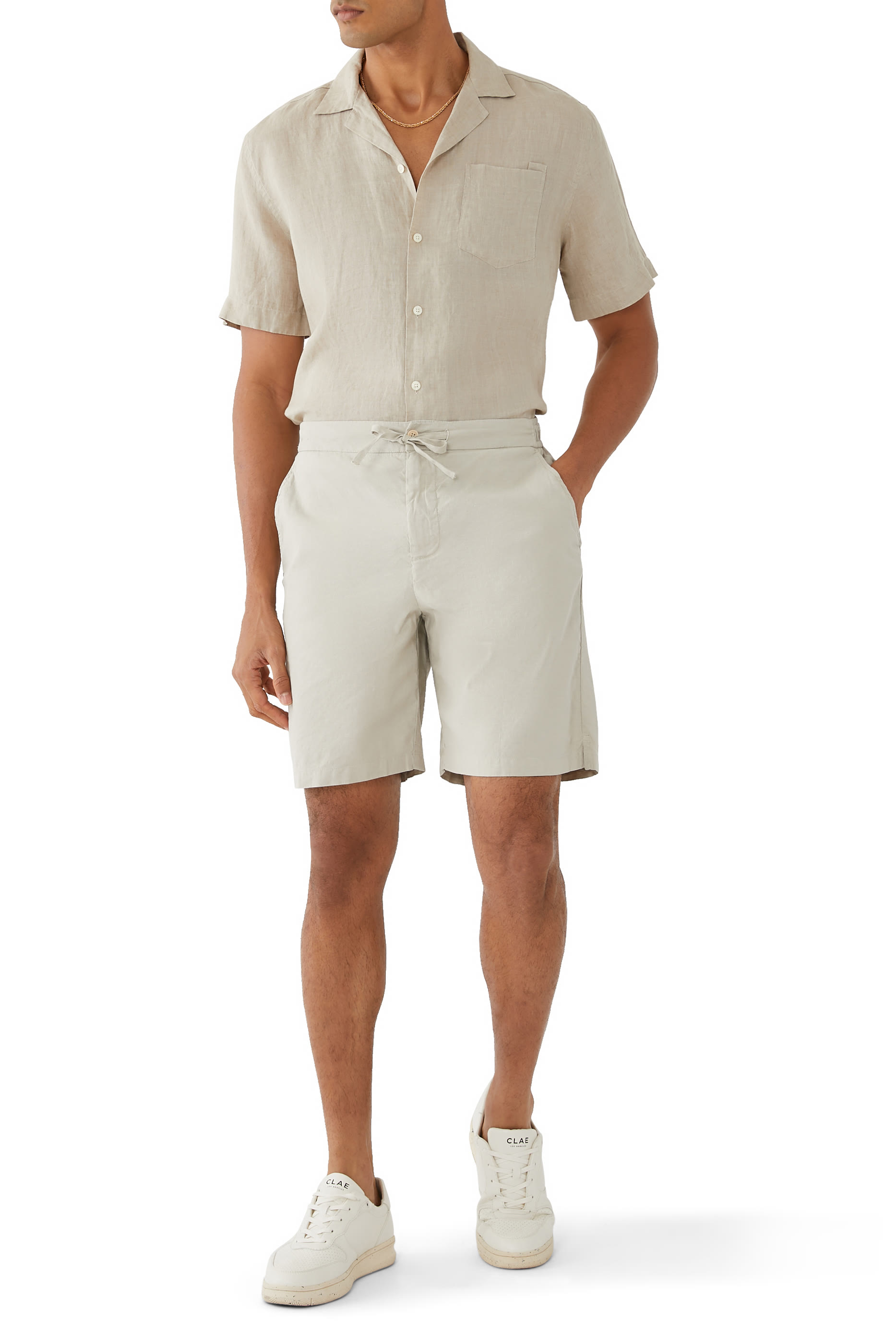 Sergio Stretch Linen-cotton Blend Shorts
