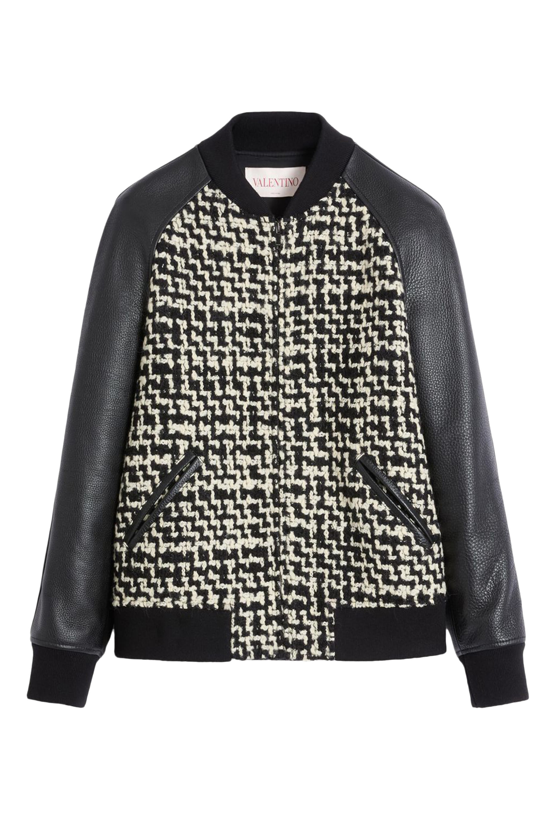 Wool Tweed Bomber Jacket with Chez Valentino Patch