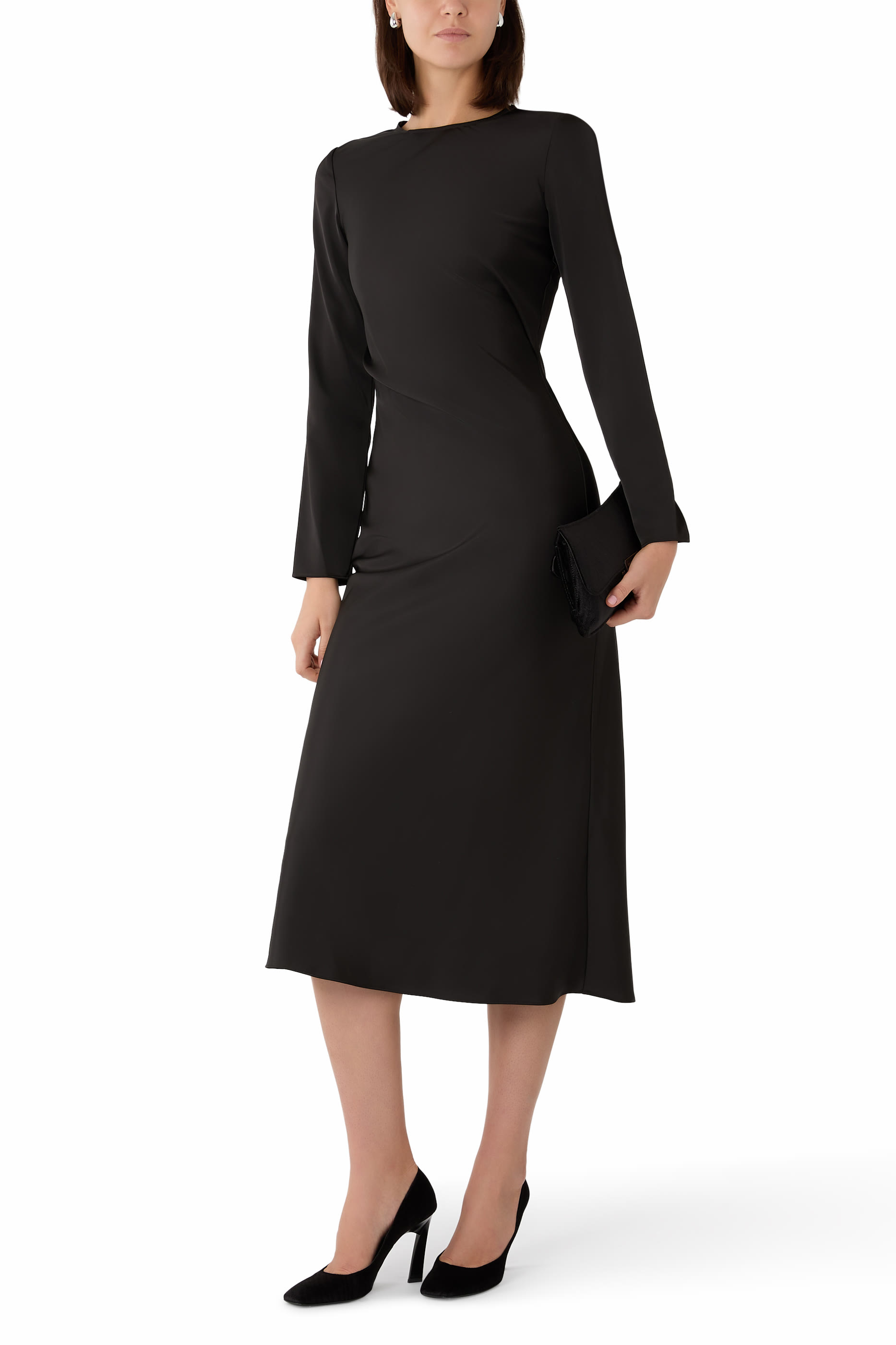 Draped Waist-Detail Long Dress