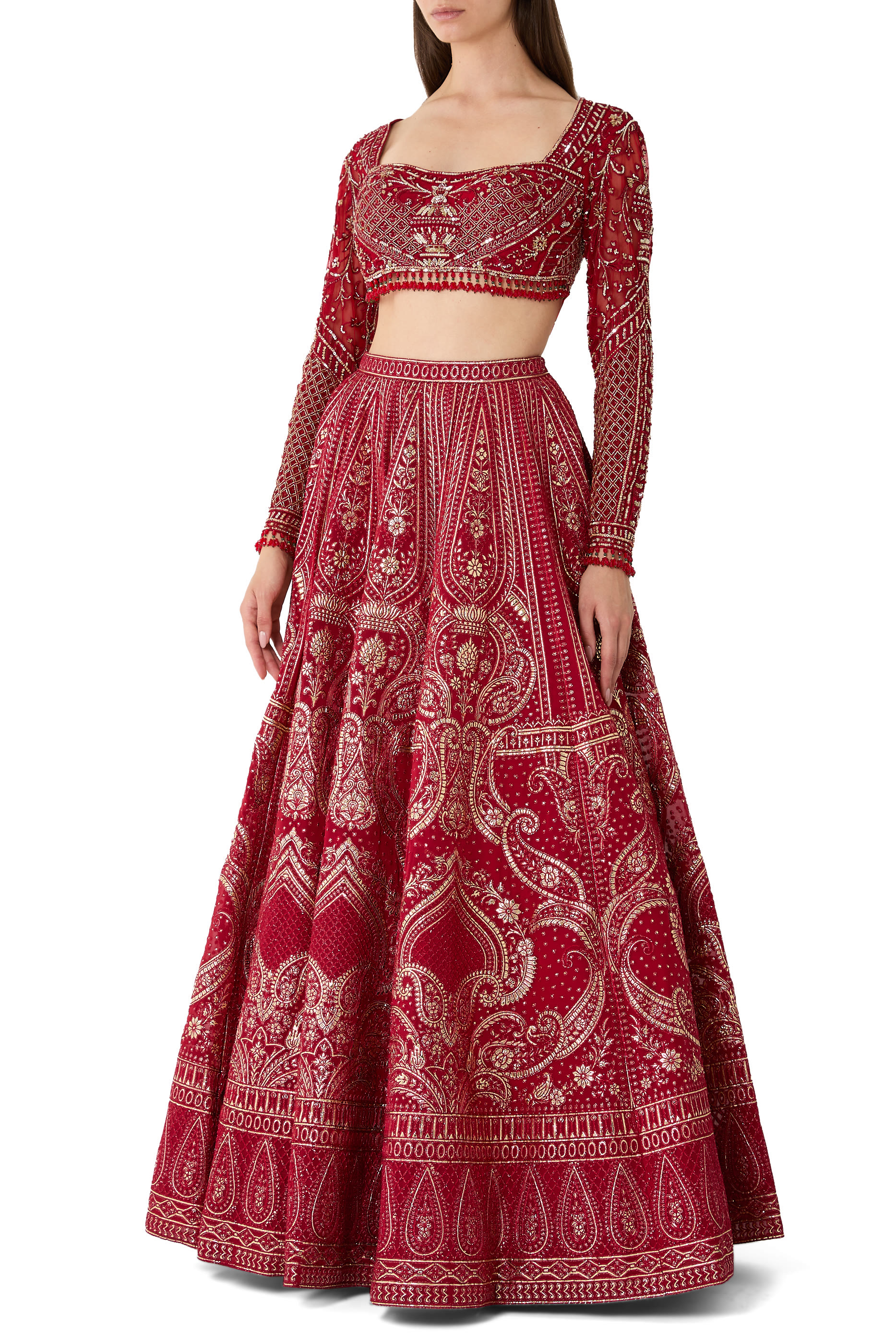 Chrome Lehenga Set with Crystal & Sequin Blouse