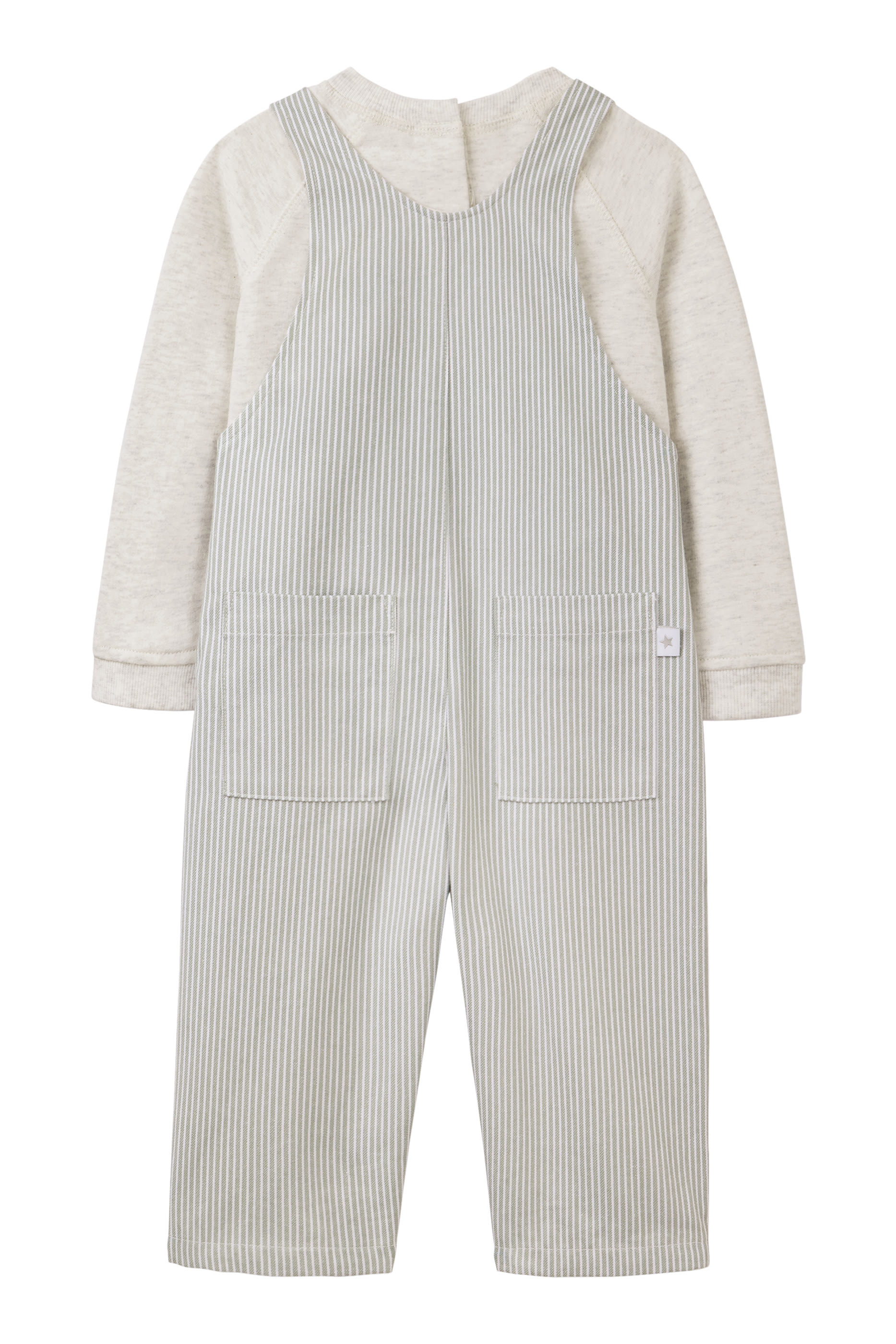 Kids Striped Twill Dungarees & Sweatshirt Set