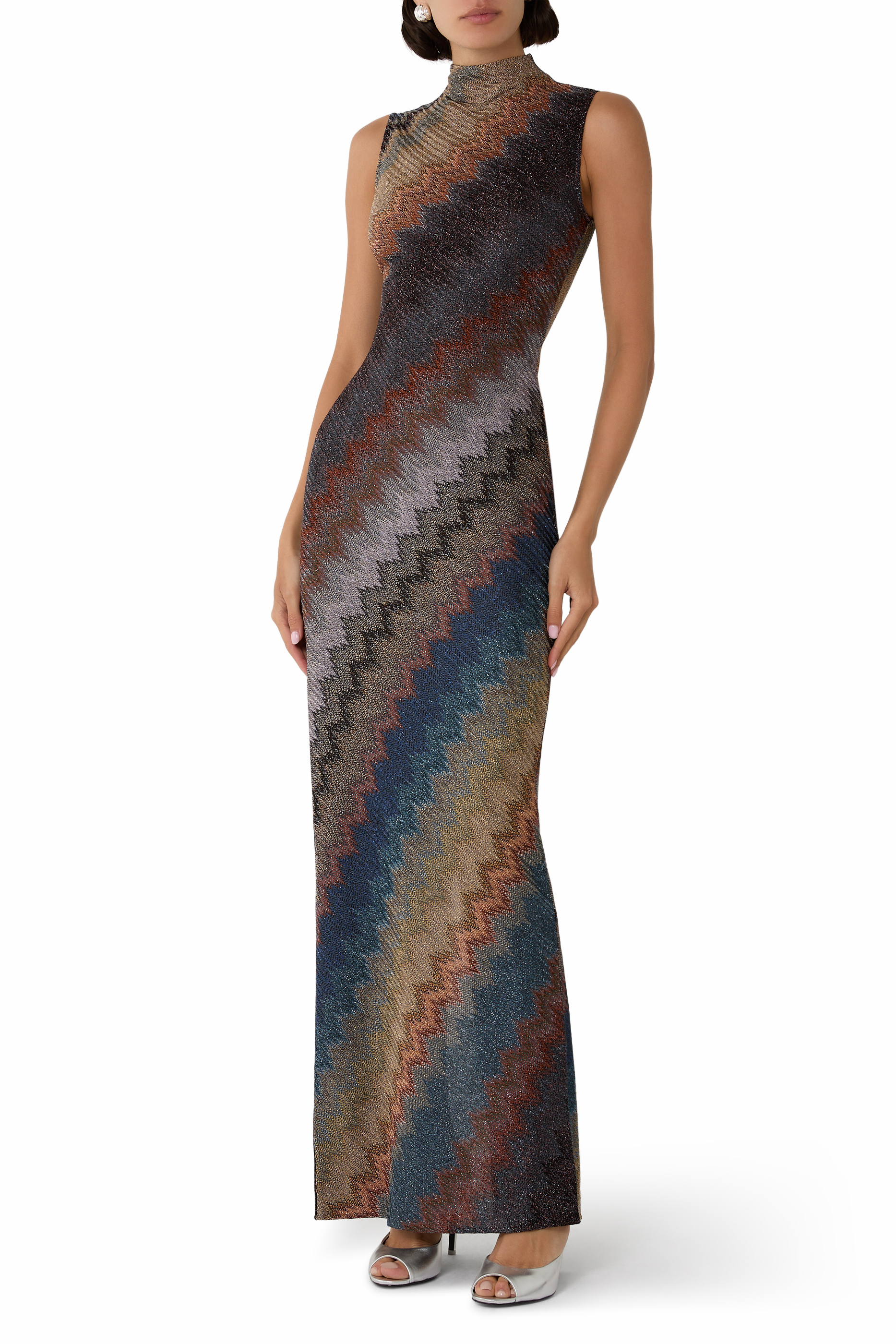 Snake Raschel Lam&eacute; Maxi Dress