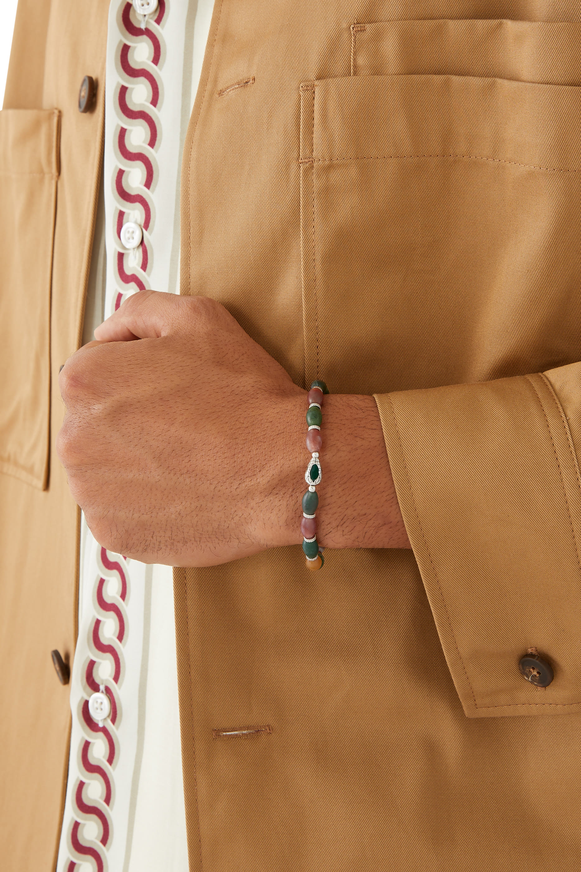 Viper Bracelet in Rhodium and Indian Jasper