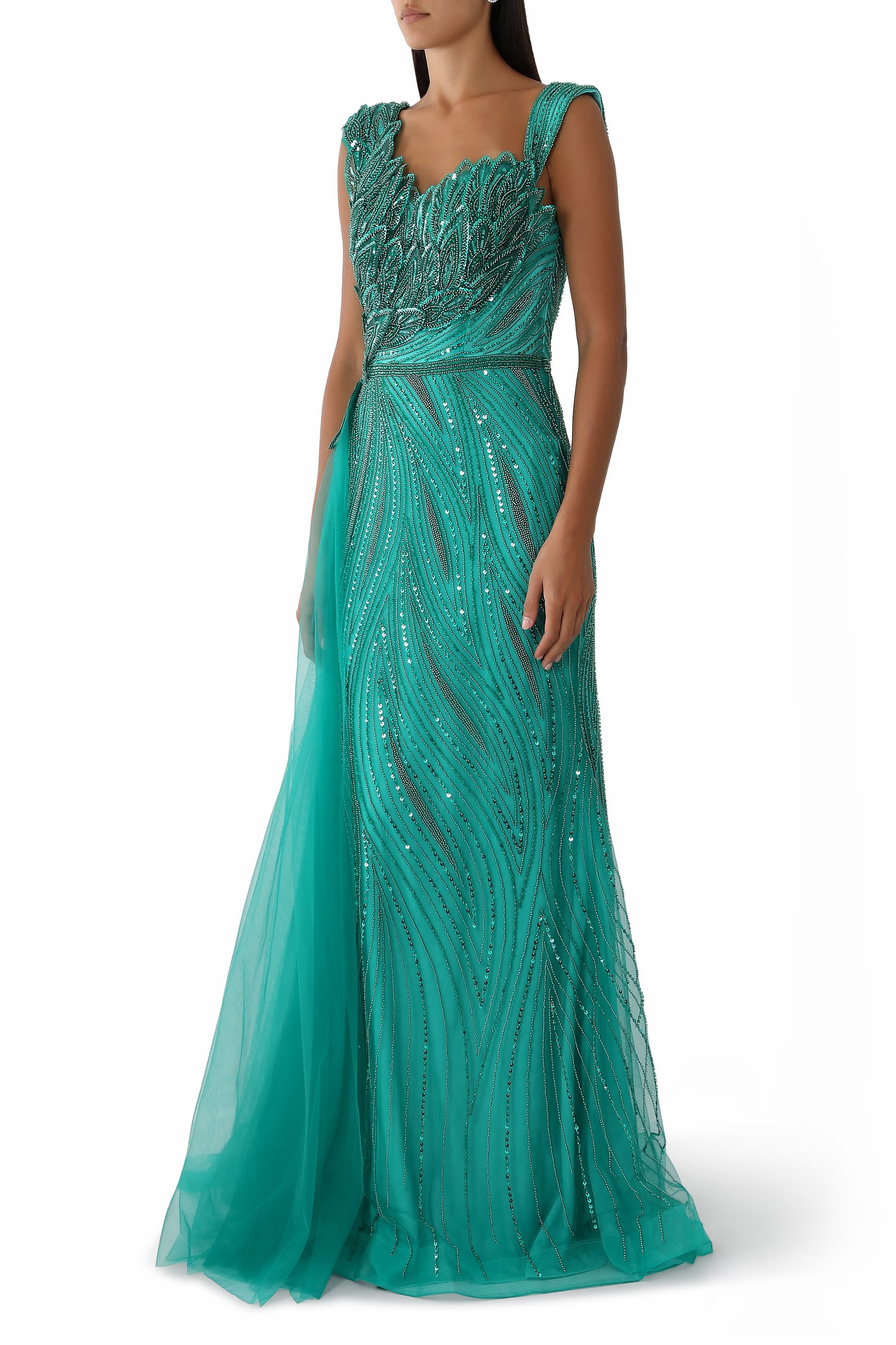 Sequin Embellished Sleeveless Gown
