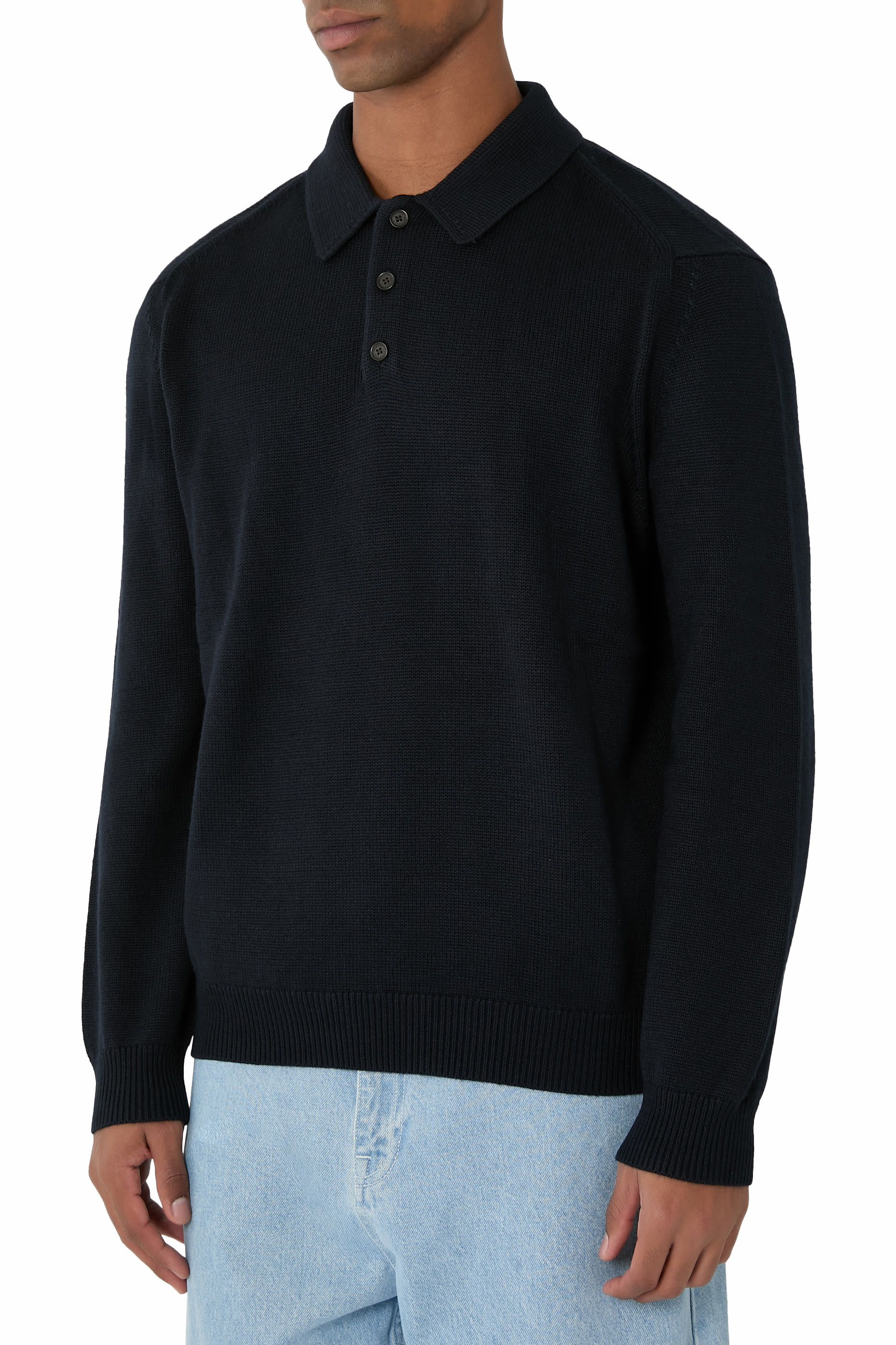 Wool and Cotton Knit Polo Shirt