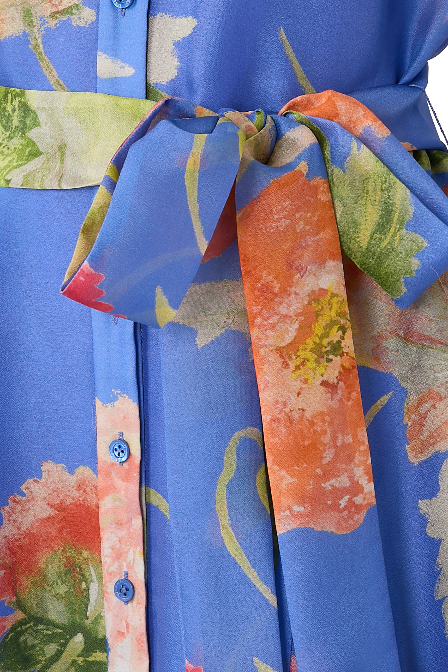  Poppy-Print Organza Trench Gown