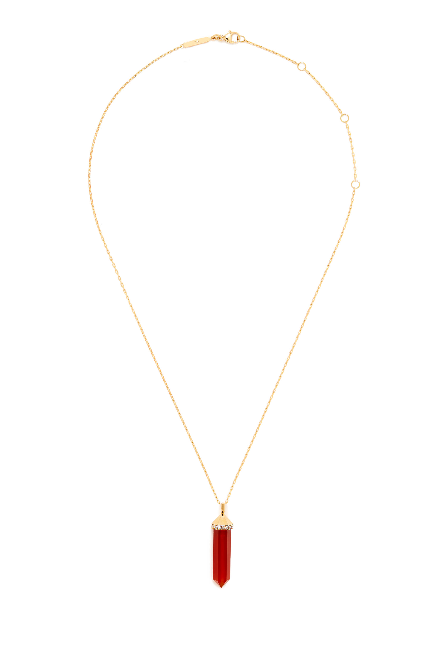 Chakra Carnelian Necklace, 18k Yellow Gold & Diamonds