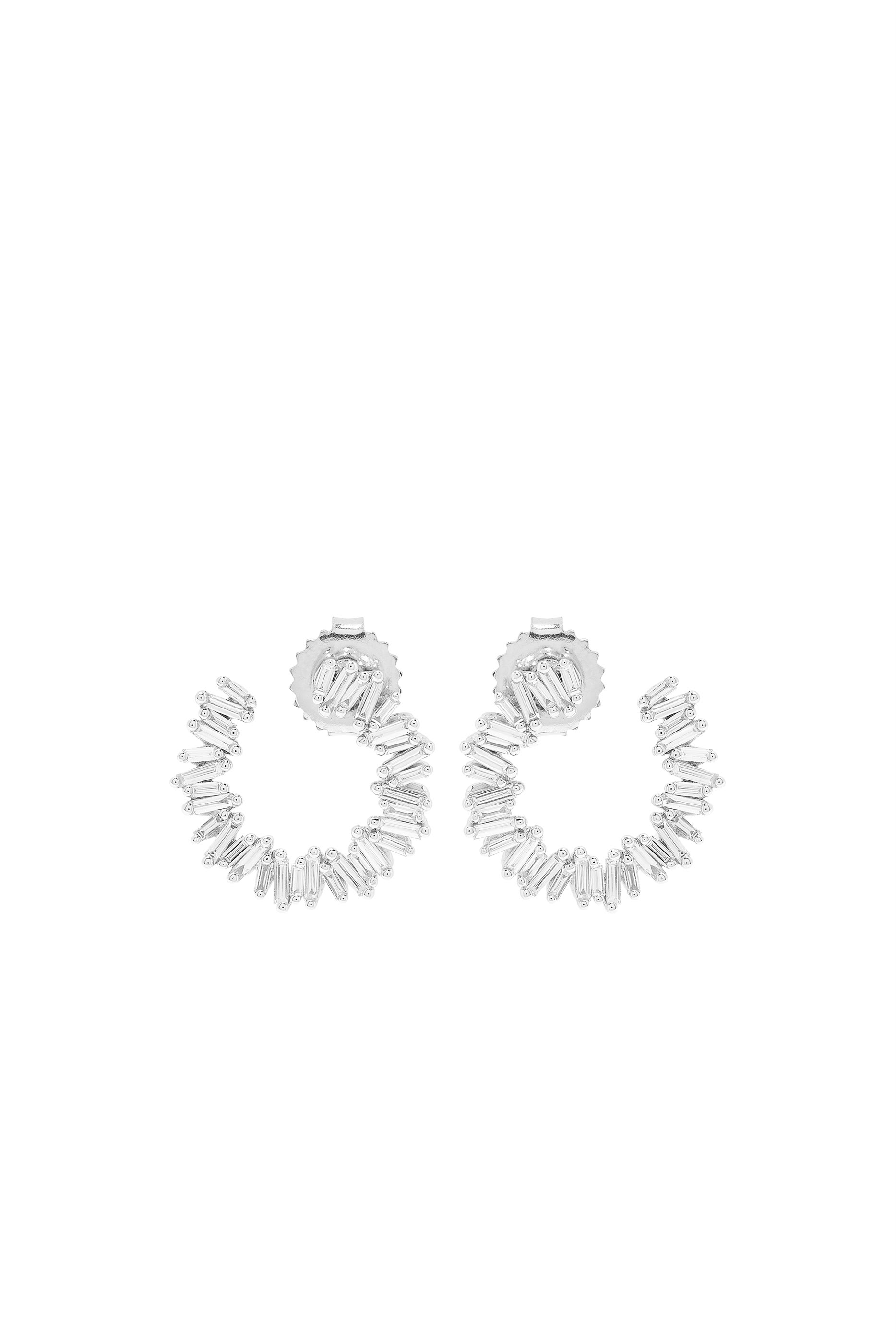 Spiral 18k White Gold Hoop Earrings